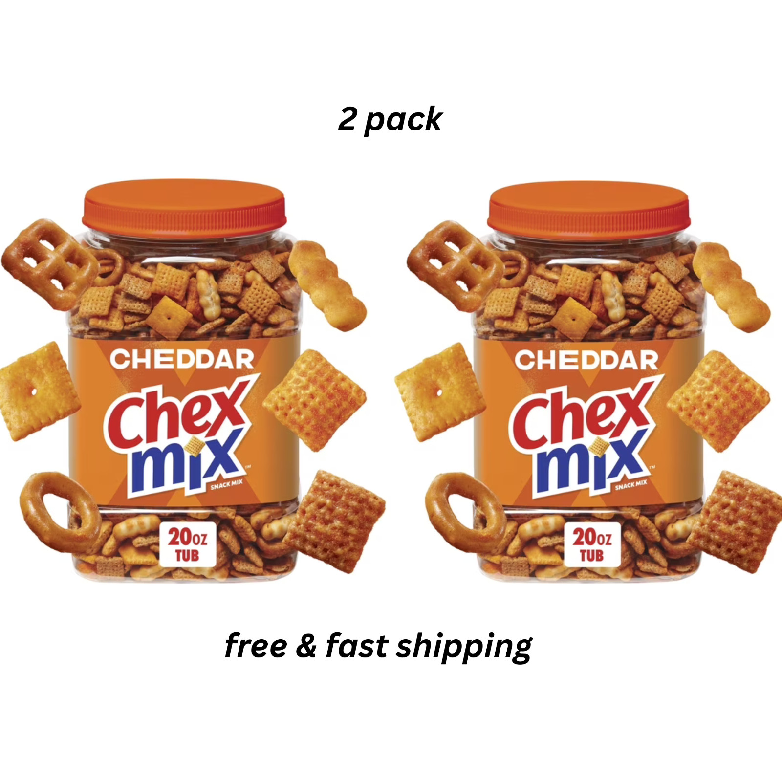 Chex Mix Cheddar Savory Snack Mix Salty Snacks Tub 20 oz Pack of 2