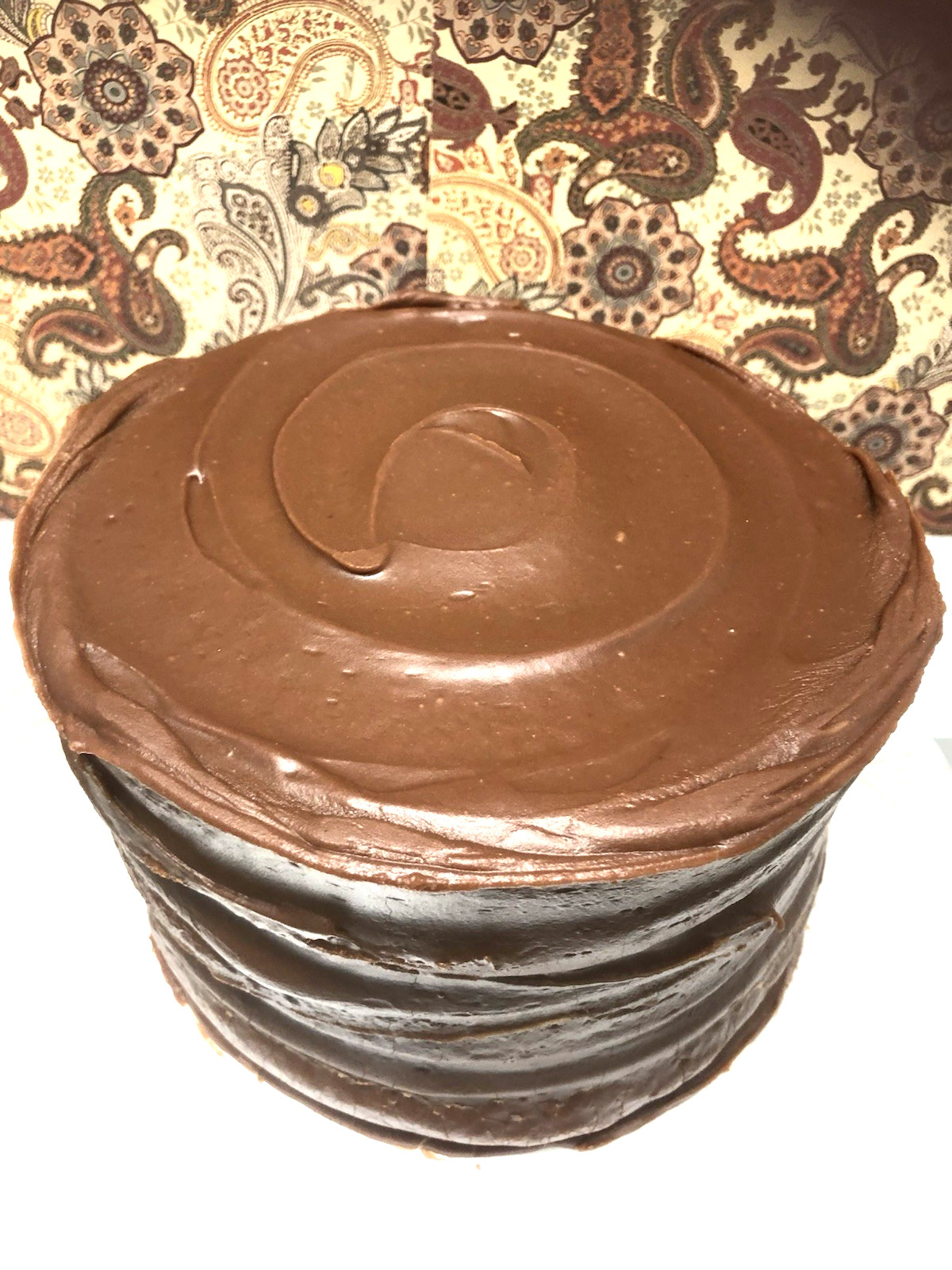 Old fashioned Chocolate Fudge Cake with 4 Rich & Moist Yellow Layers/ Handmade!