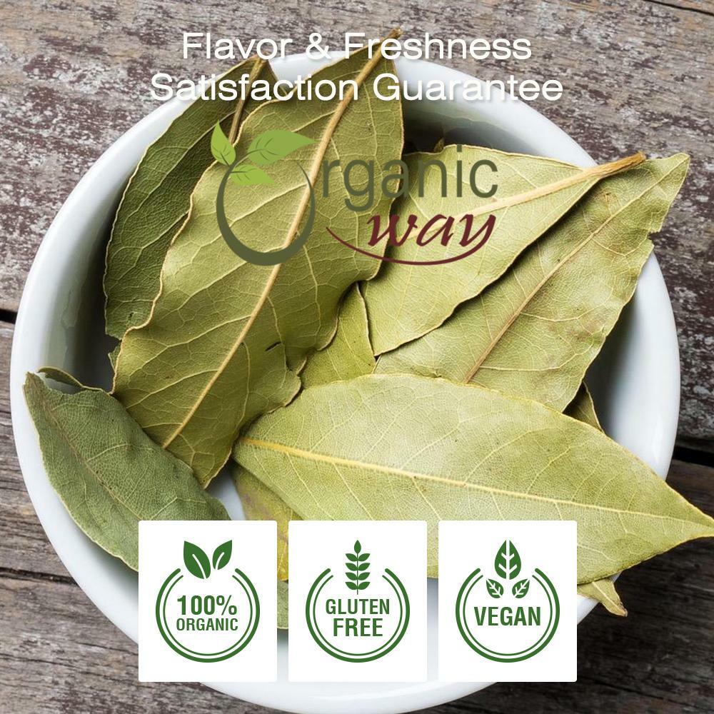 Organic Way Bay Leaf Whole – Organic, Kosher & USDA Certified (1/2LBS / 8Oz)