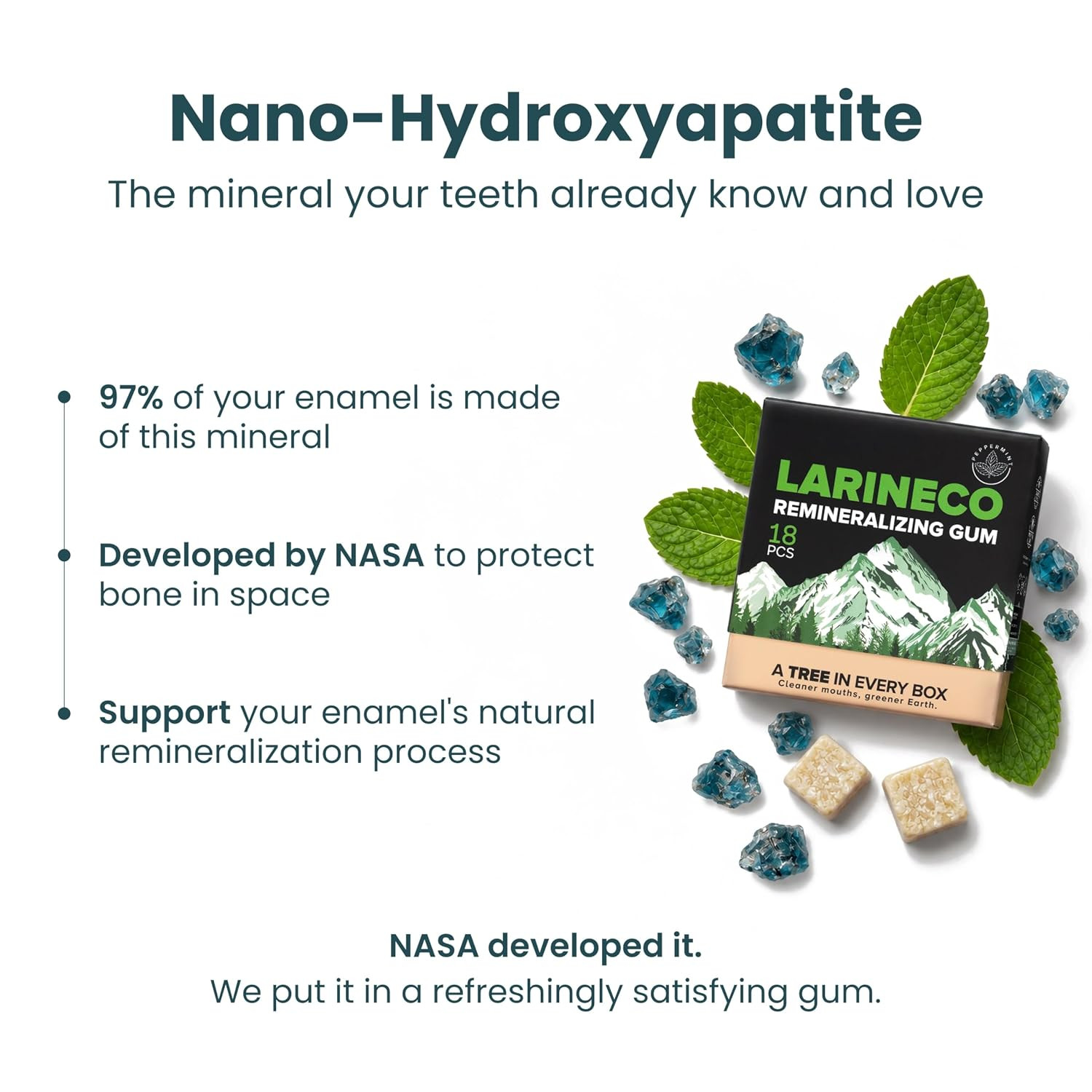 Larineco Sugar-Free Remineralizing Gum, Hydroxyapatite & Xylitol, 36 Ct | Mastic
