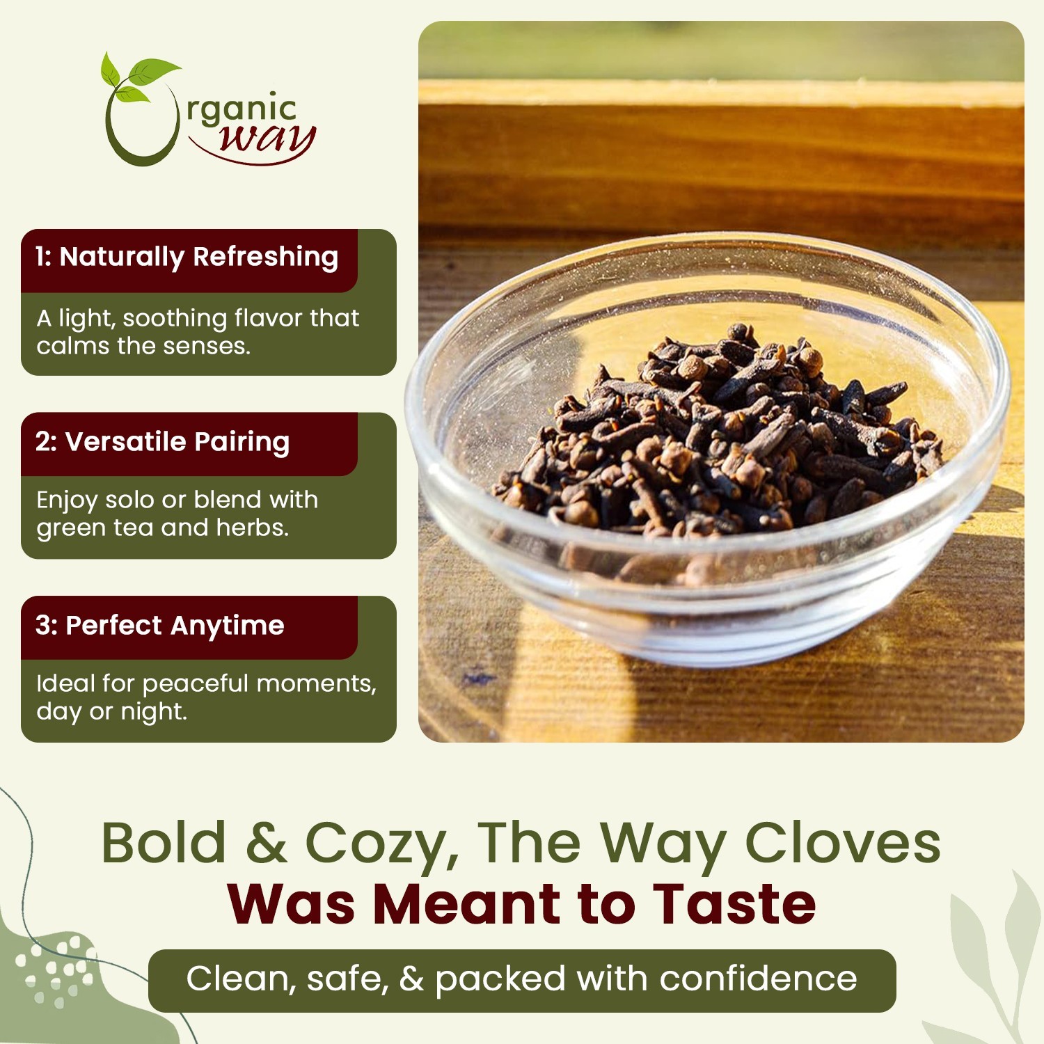 Organic Way Hand Selected Cloves Whole Non GMO & Gluten Free | USDA Certified