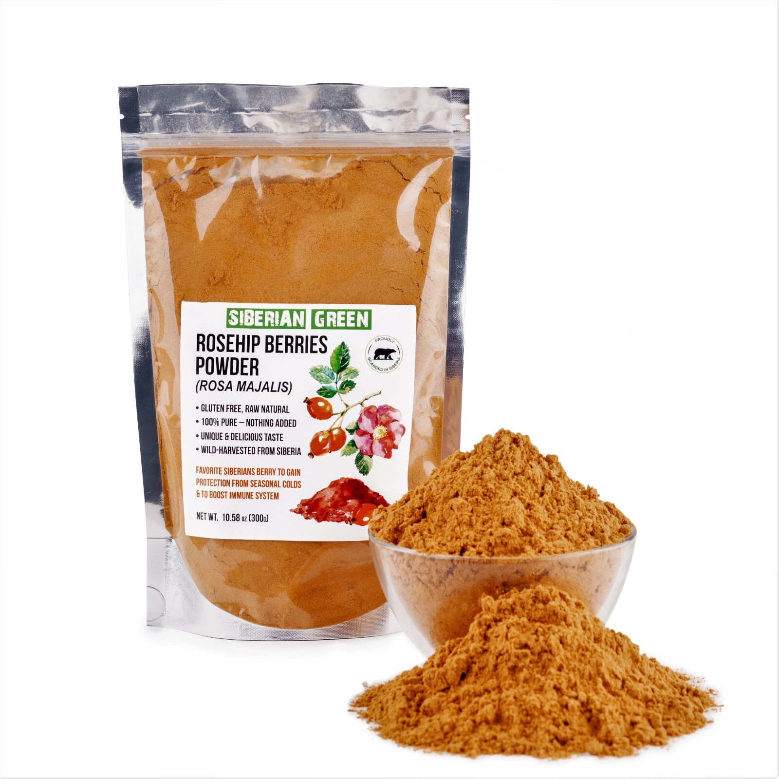 Siberian Rose Hips Powder 300g (10.58 oz) Rosehips Herbal Tea Flour Wild Harvest