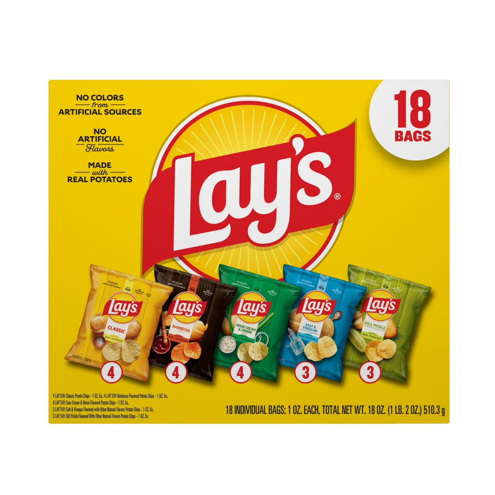 Lay’s Snacks Mix Potato Chips Variety Pack (1 oz 18 Count)@@