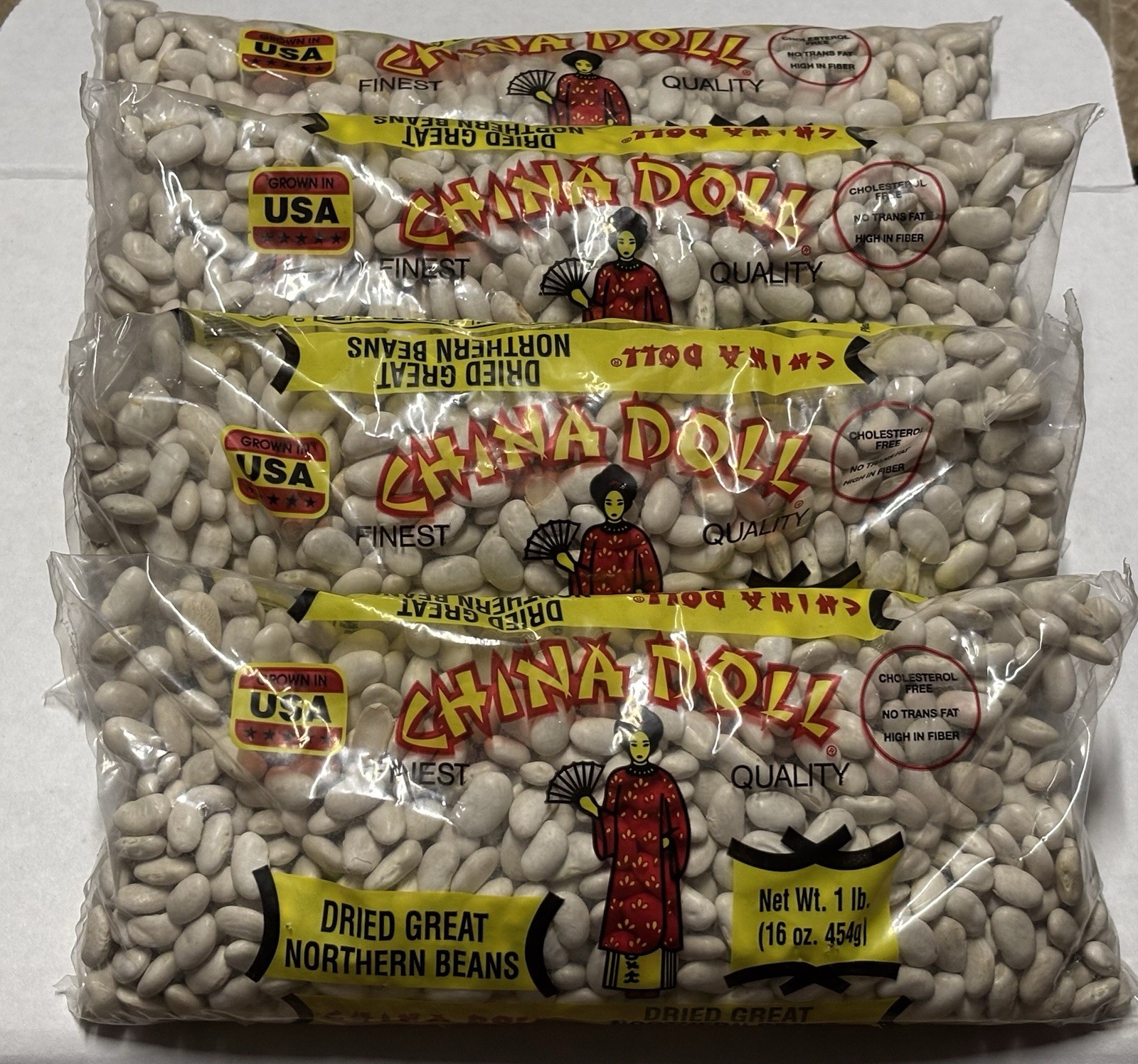 8lbs China Doll Dried Great Northern Beans 1 lb (x8) BB 10/2027