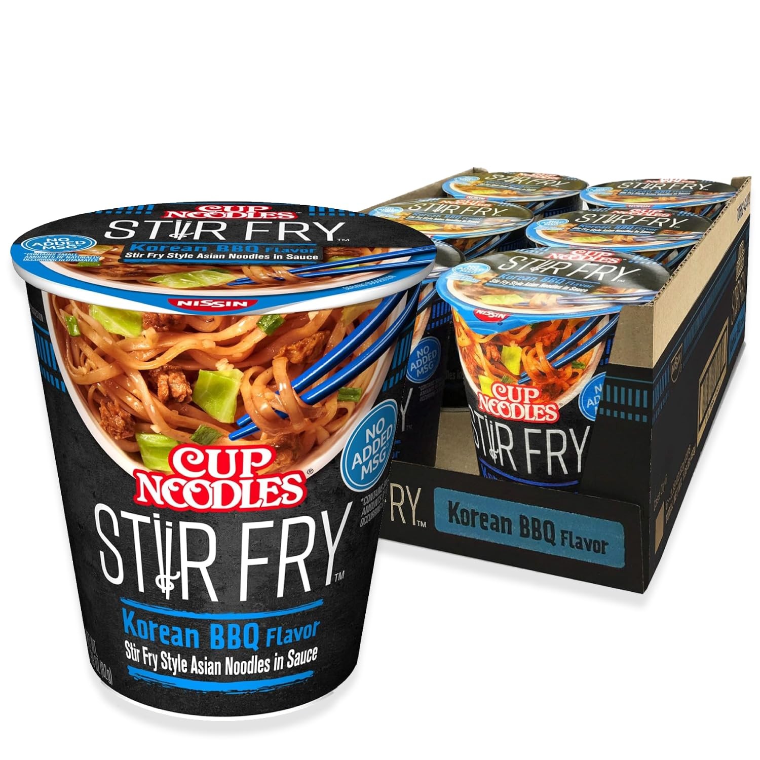 Nissin Cup Noodles Stir Fry in Sauce, Korean 2.89 Ounce (Pack of 6)