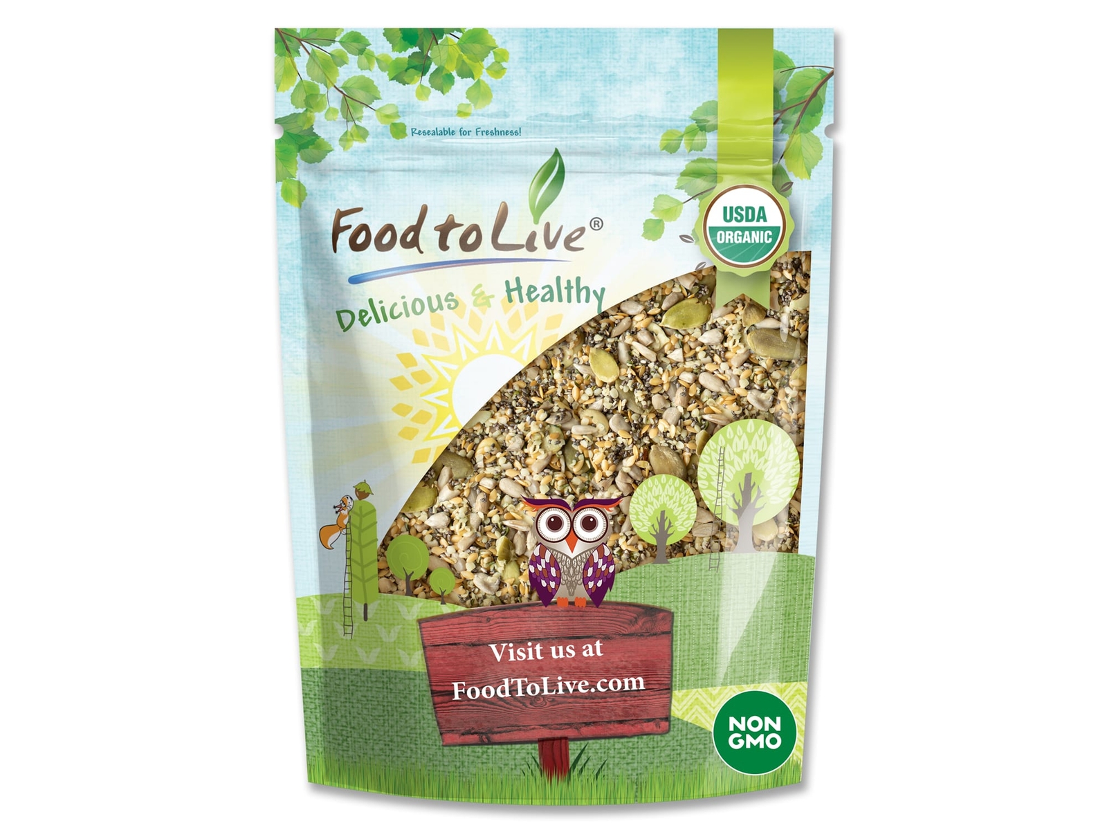 Organic Raw Superseed Mix with Chia, Flax, Hemp, Pumpkin, and Sunflower —Non-GMO