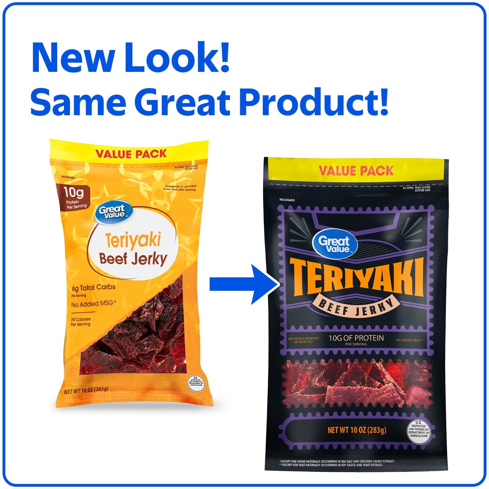 2 Pack Great Value Teriyaki Beef Jerky Value Pack, 10 oz