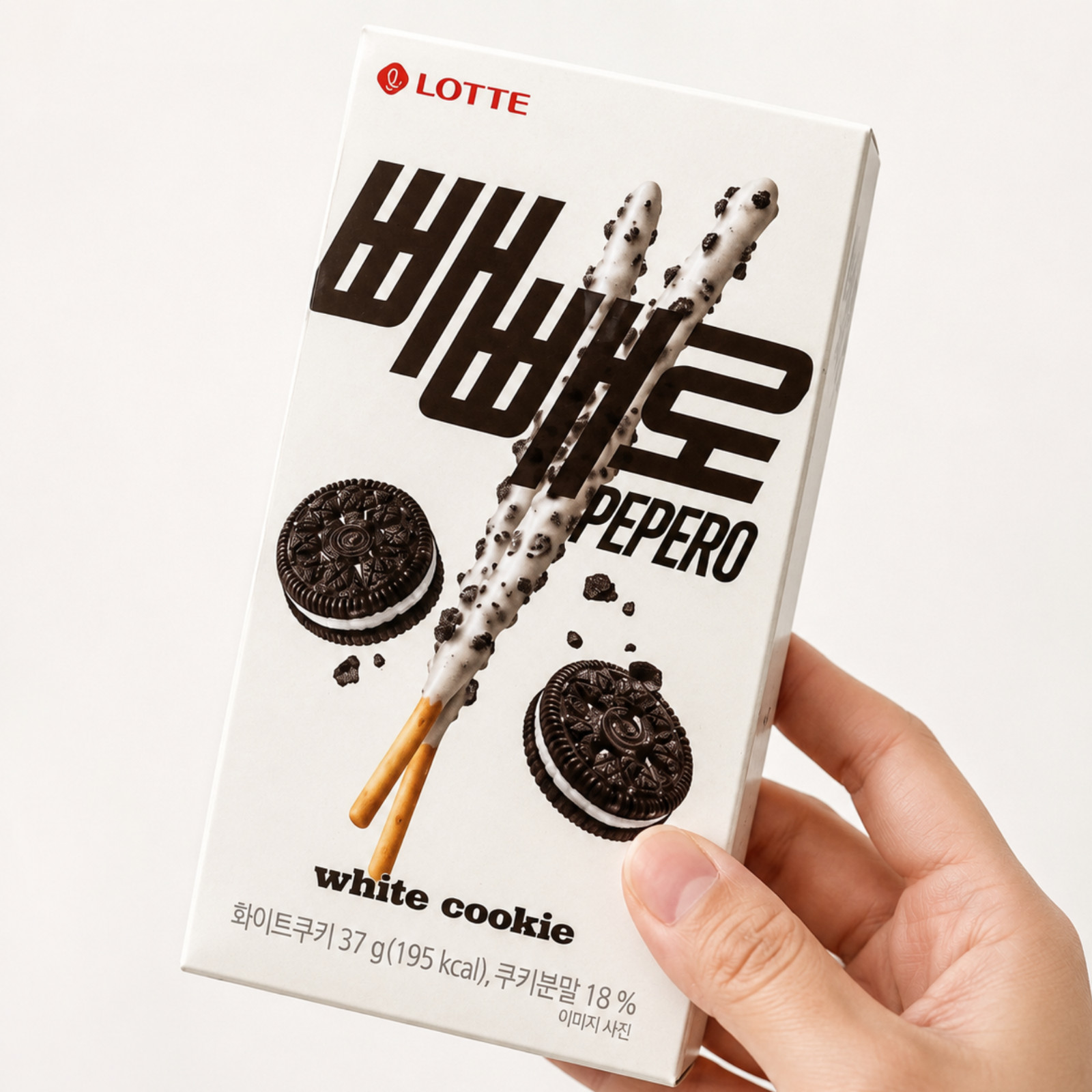 Lotte Pepero White Cookie Chocolate Biscuit Sticks Korean Snack 37 g (1.31 oz)