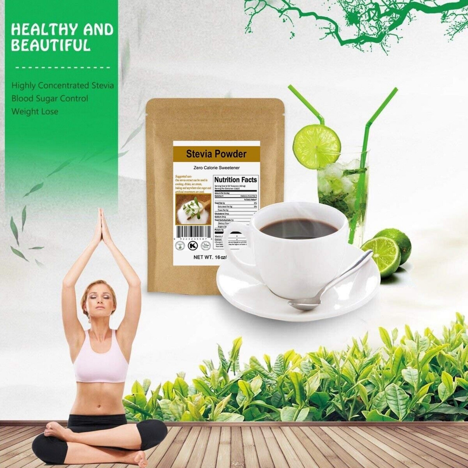 16OZ CCnature Stevia Powder Natural Extract Sweetener Stevia Leaf Sweetener 0Cal