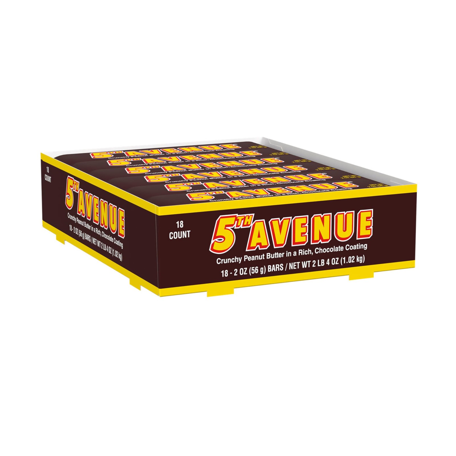 5TH AVENUE Chocolatey Coated Crunchy Peanut Butter Candy Bars 2 oz 18 Count
