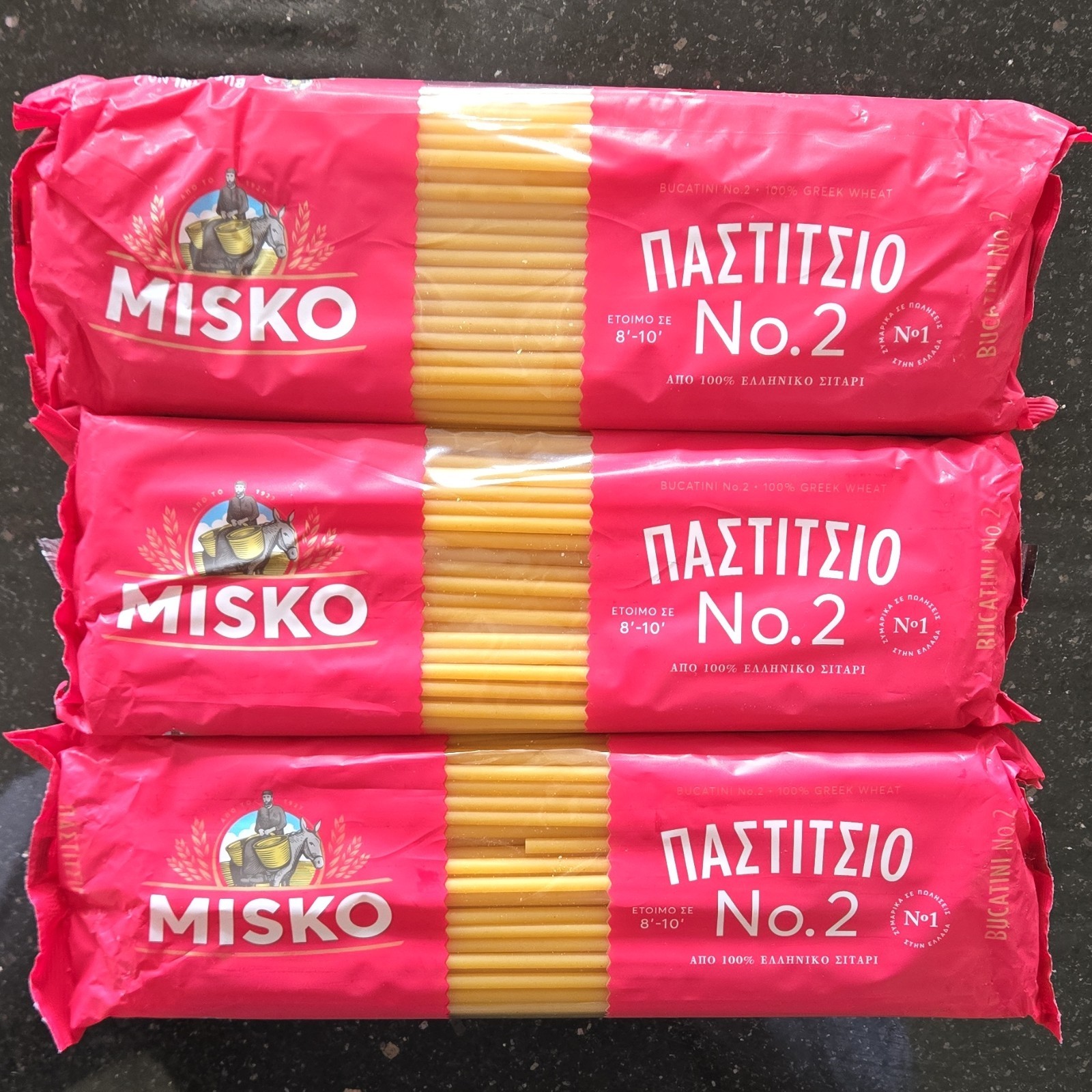 Misko Pastitsio No.2 Bucatini Greek Wheat Pasta 500g Vegetarian 3 pack