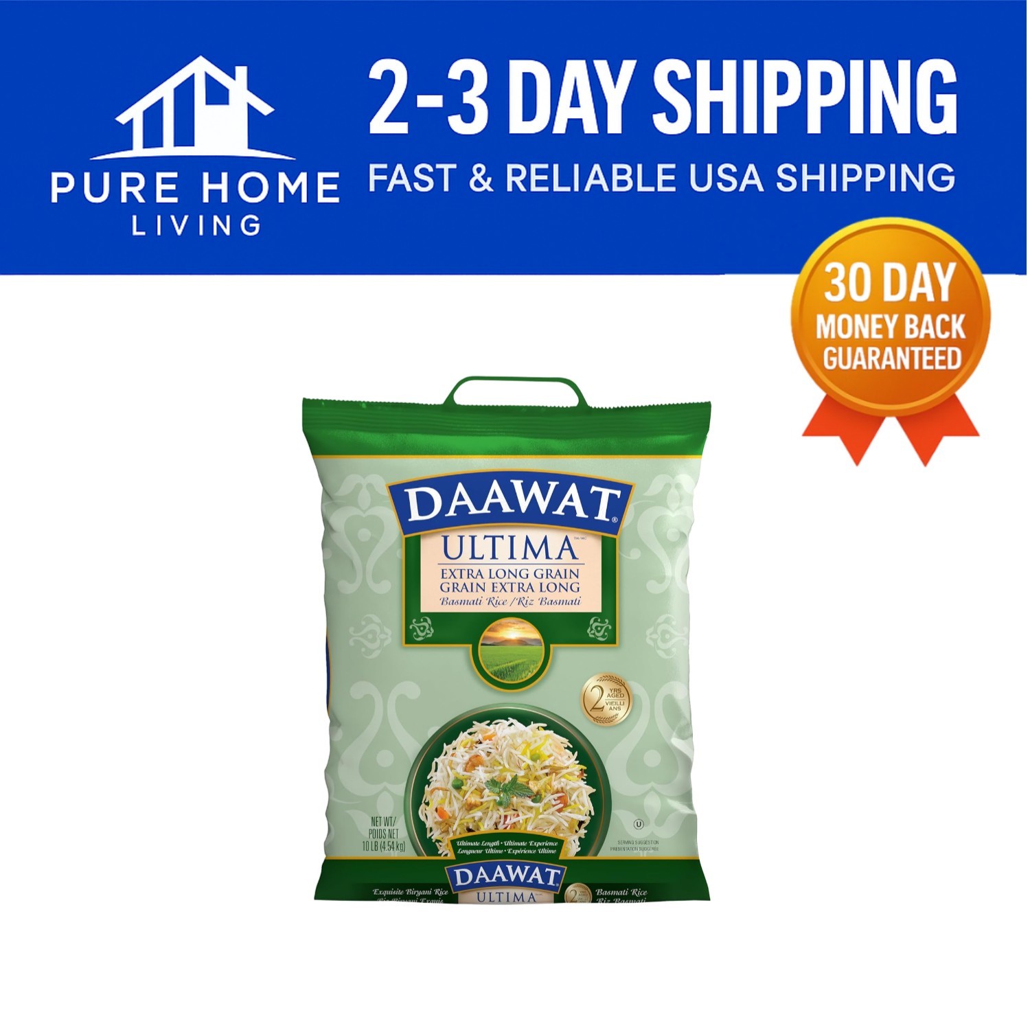 Ultima Basmati White Rice: Aromatic Extra Long Grain – 10 lb Bag, Easy to Cook