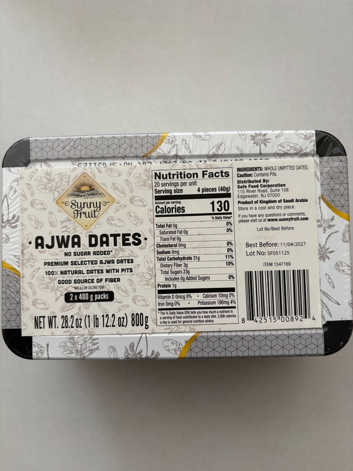 AJWA Dates Premium Quality 2 p Fruit AJWA Dates – 2 Boxes – Total 28.2 Oz – 800g