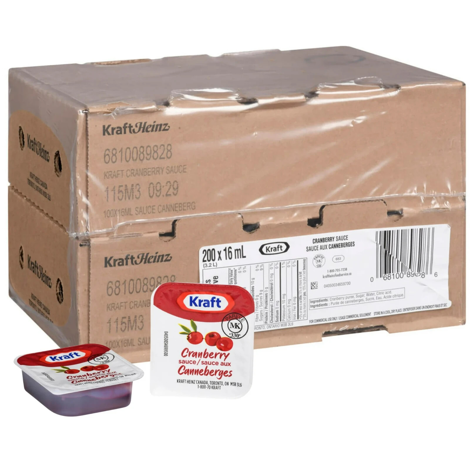 Kraft Cranberry Sauce Portion Pack, 16 ml / Unit, 200 Units / Case