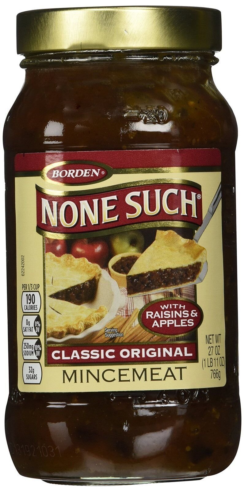 Borden None Such Mincemeat, Raisins & Apples, Classic Original 27 oz 1 Jar