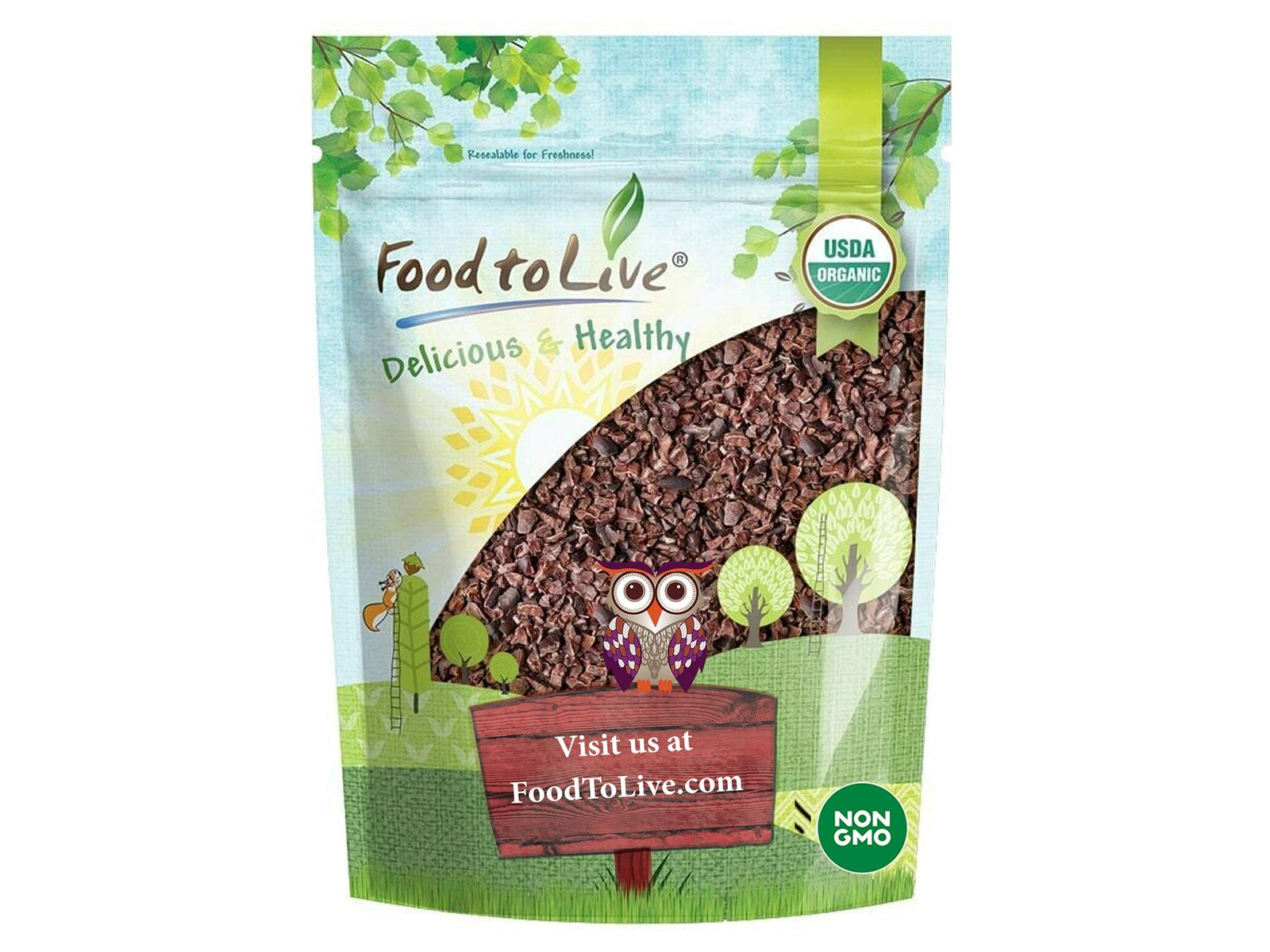 Organic Cacao Nibs – Unsweetened, Non-GMO, Kosher, Raw, Vegan, Sirtfood, Bulk