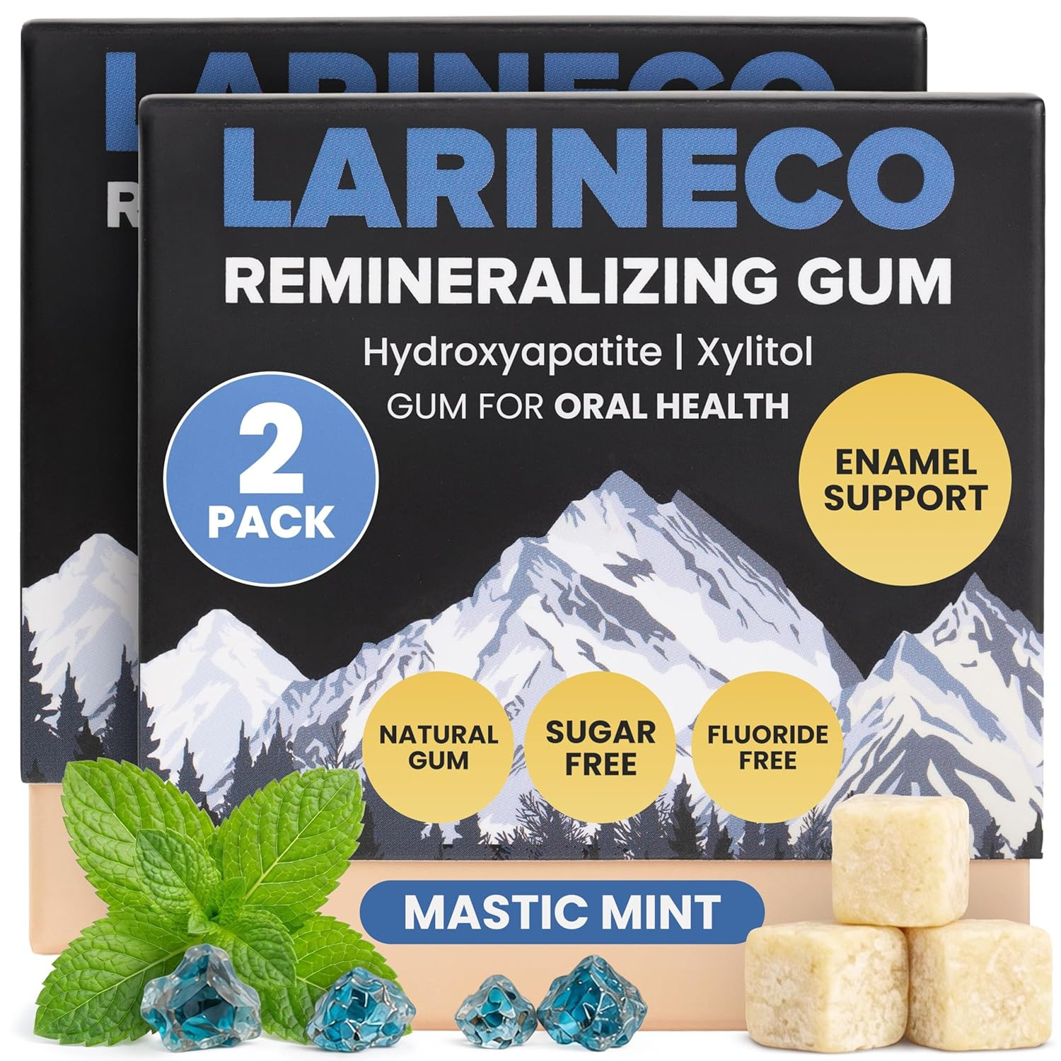 Larineco Sugar-Free Remineralizing Gum, Hydroxyapatite & Xylitol, 36 Ct | Mastic