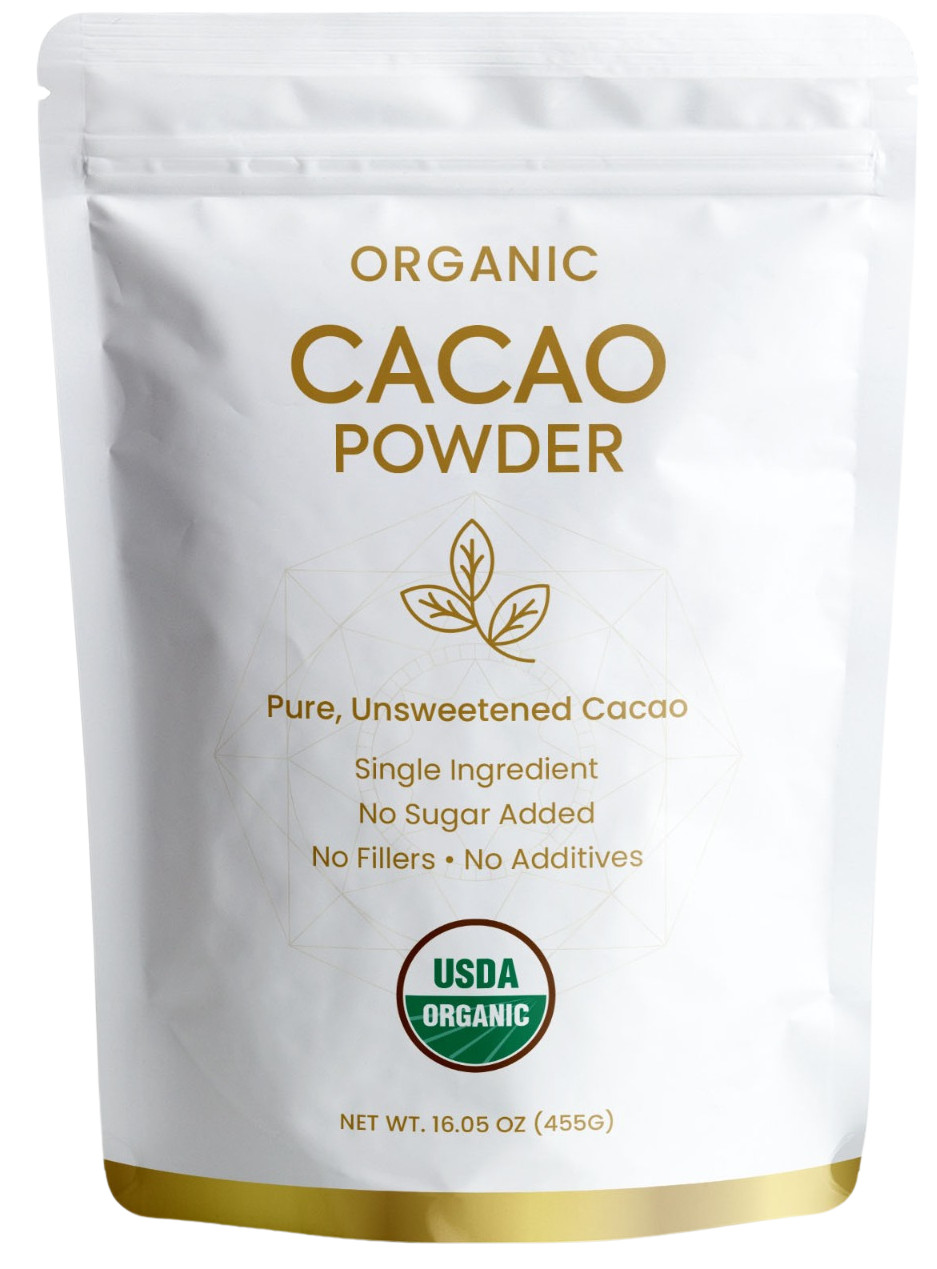Organic Cacao Powder Unsweetened, Pure Cacao, Single Ingredient, No Sugar Added