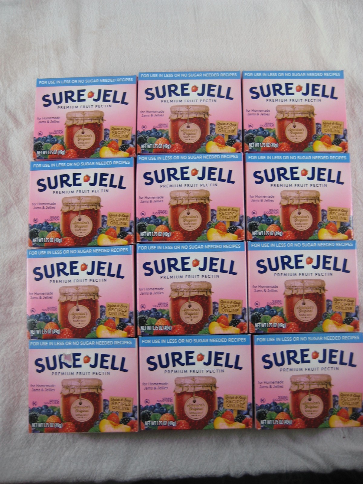 Sure Jell LESS SUGAR Premium Fruit Pectin 1.75 oz Per Box Lot of 24 Exp 2027