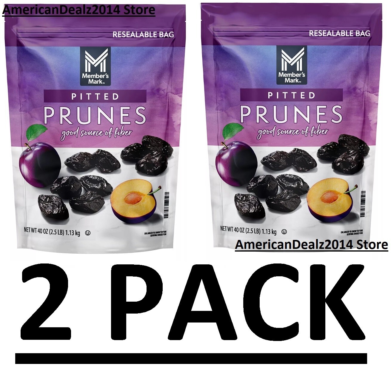 2 PACK – Member’s Mark Dried Pitted Prunes, 40 oz (Total 80 oz)