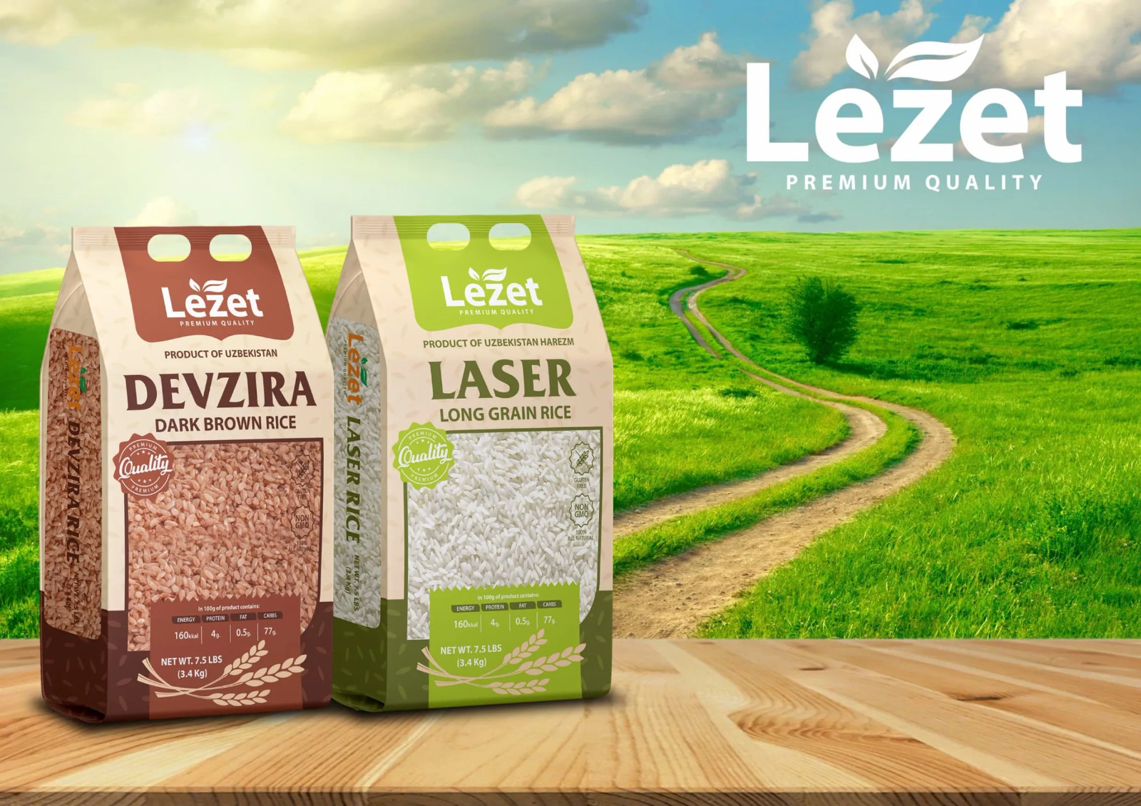 Lezet Premium Quality Devzira Rice & Laser Rice 2 lbs & 7 lbs Bags Uzbekistan