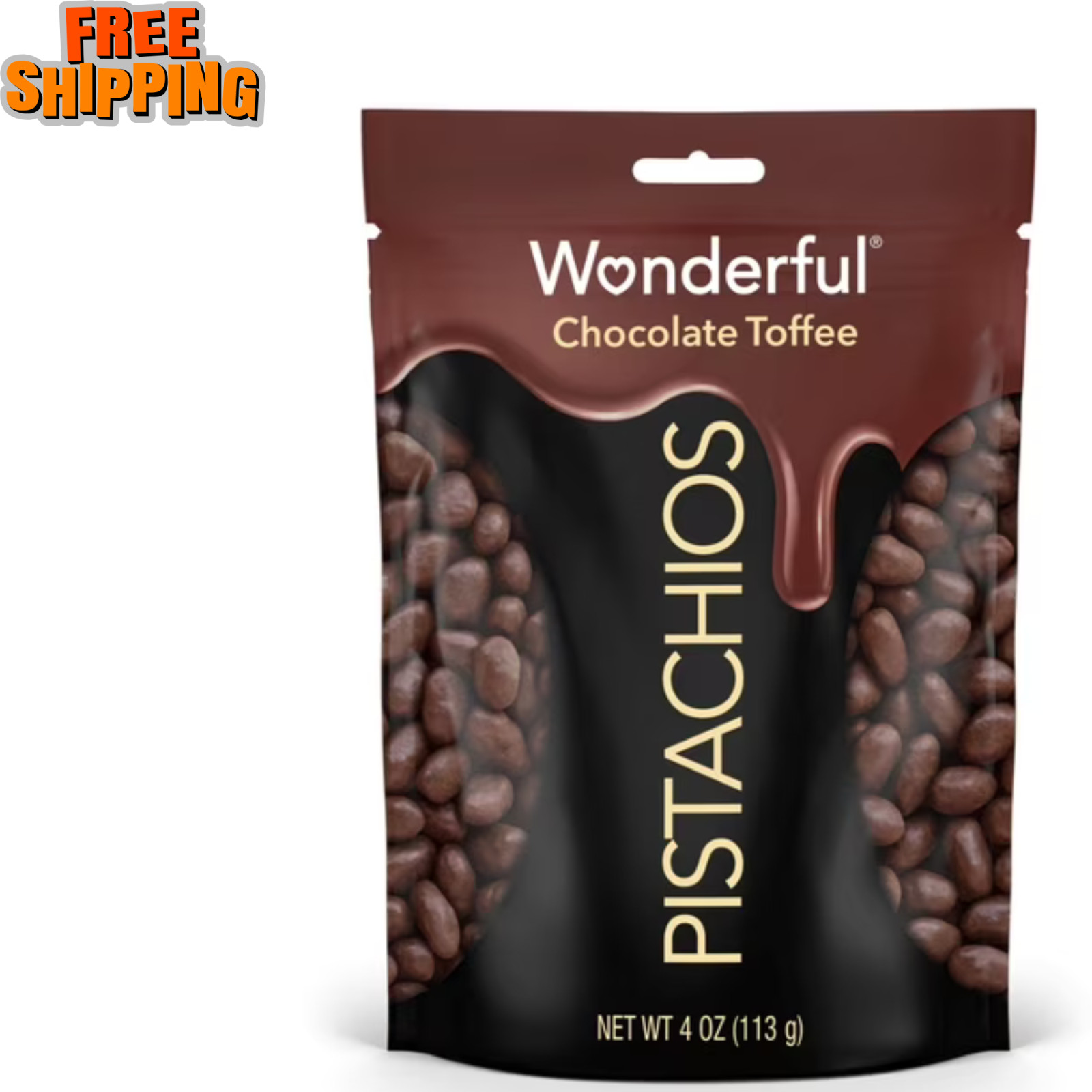 Wonderful Pistachios Chocolate Toffee, 4 Ounce Resealable Bag-free shipping