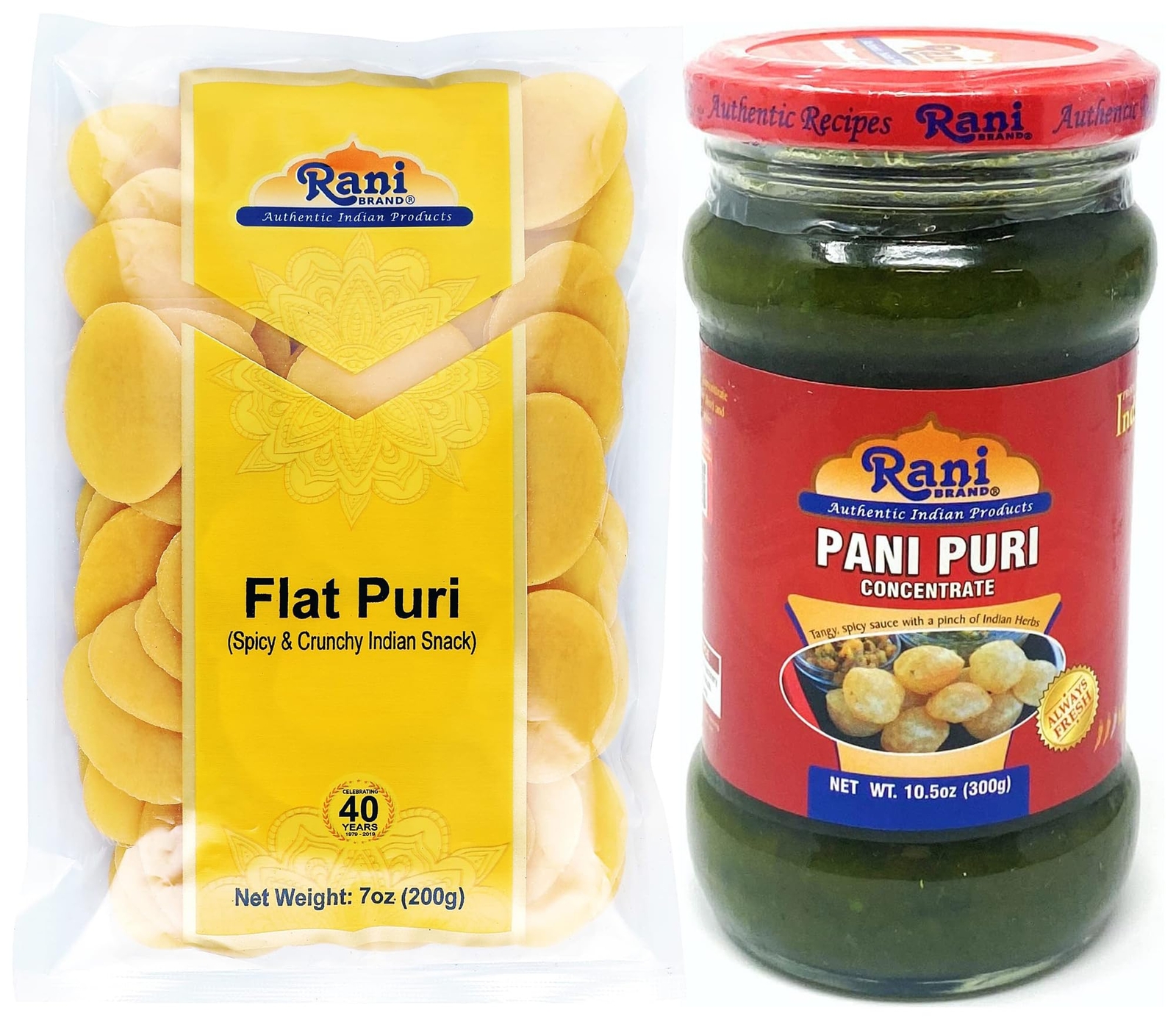 Rani Pani Puri Coins 7oz (200g) with Pani Puri Concentrate 10.5oz (300g)