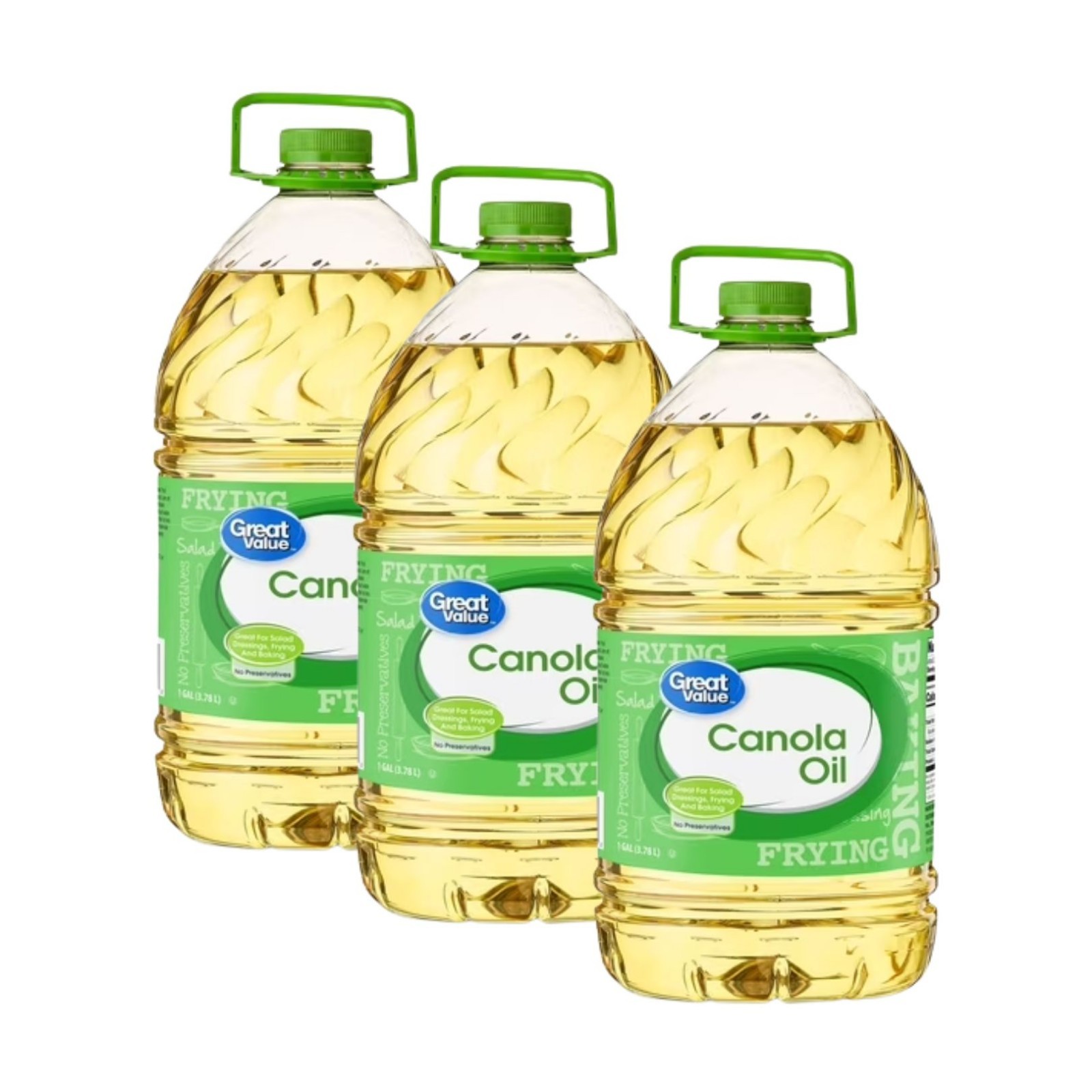 (3 pack) Great Value Canola Oil, Heart Healthy, High Smoke Point, 1 Gallon Bottl