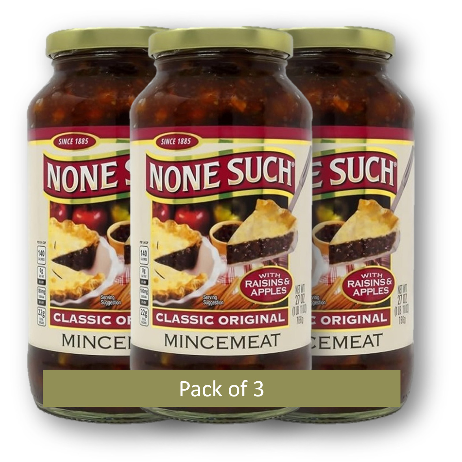 3-PACK | None Such Original Mincemeat Raisins & Apples 1 lb Jars