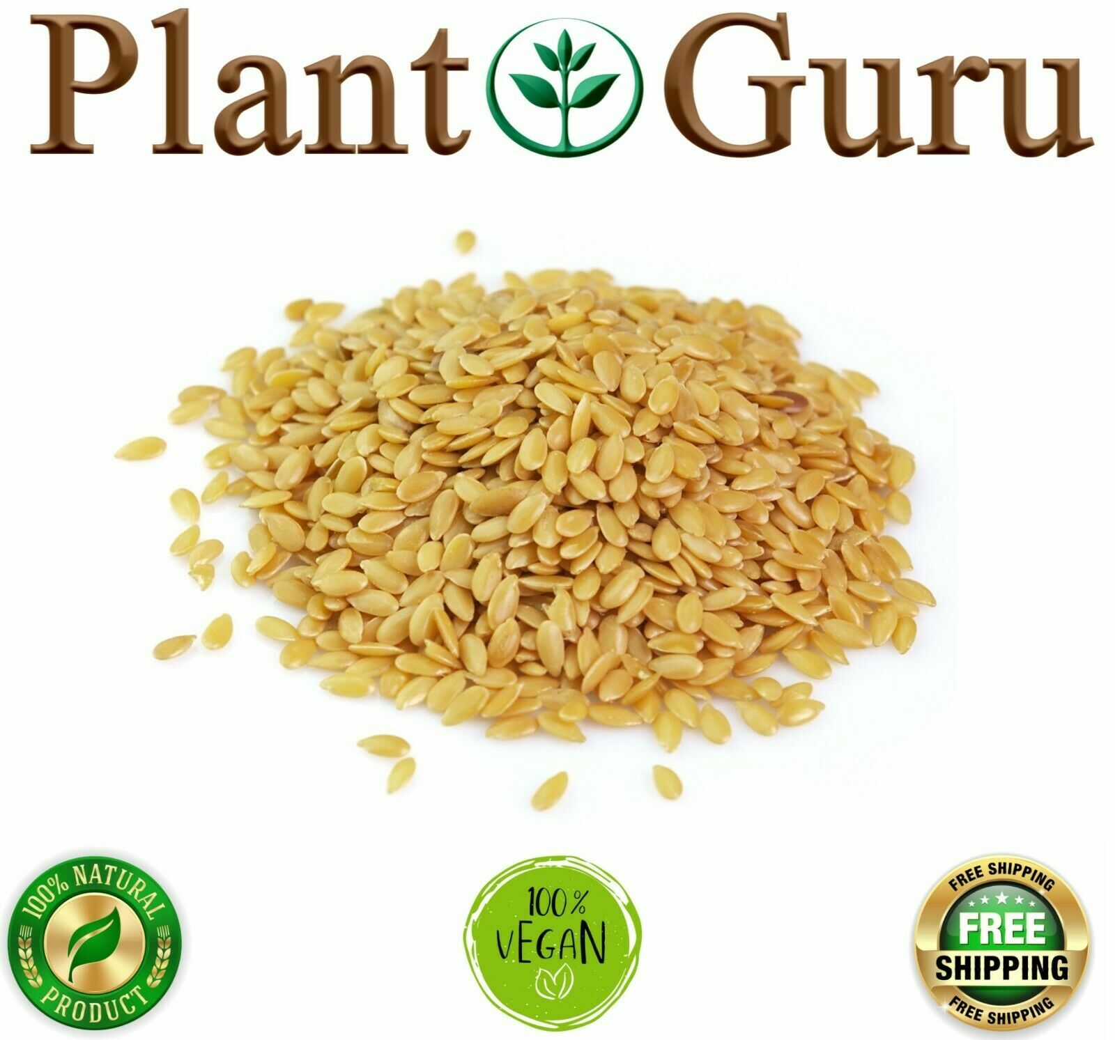 Golden Flax Seeds Whole 2 lbs. Jar Bulk NON GMO 100% Pure Linseed Flaxseed