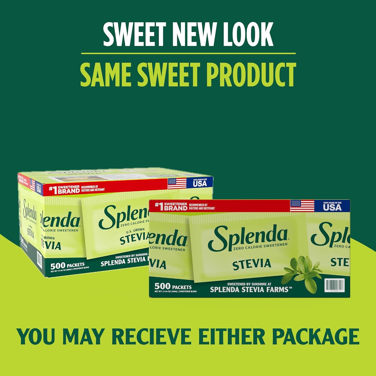 Splenda Stevia Sugar Substitute 500 Count Zero Calorie Sweetener Pack