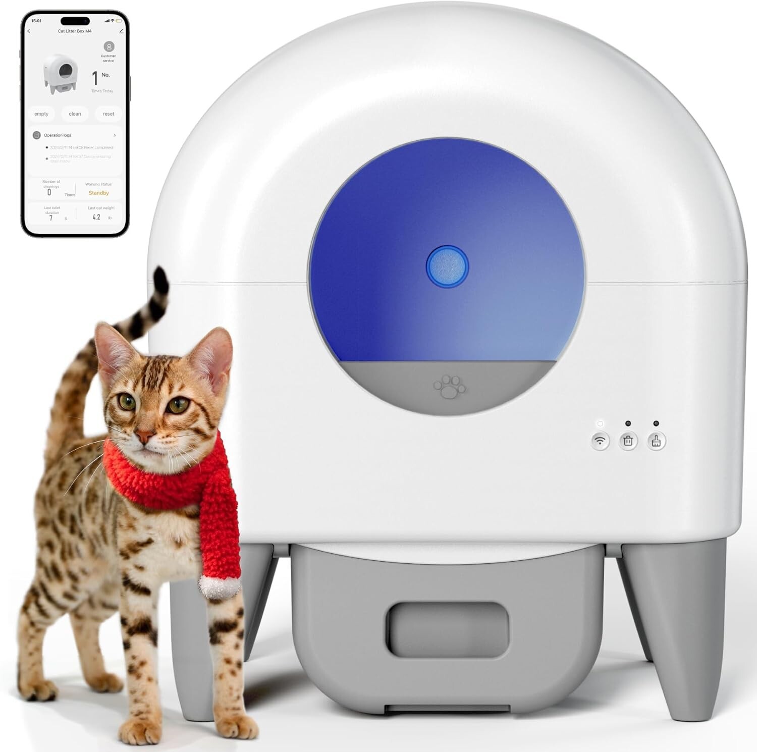 Automatic Smart Self-Cleaning Cat Litter Box Large Capacity for Cats App Control