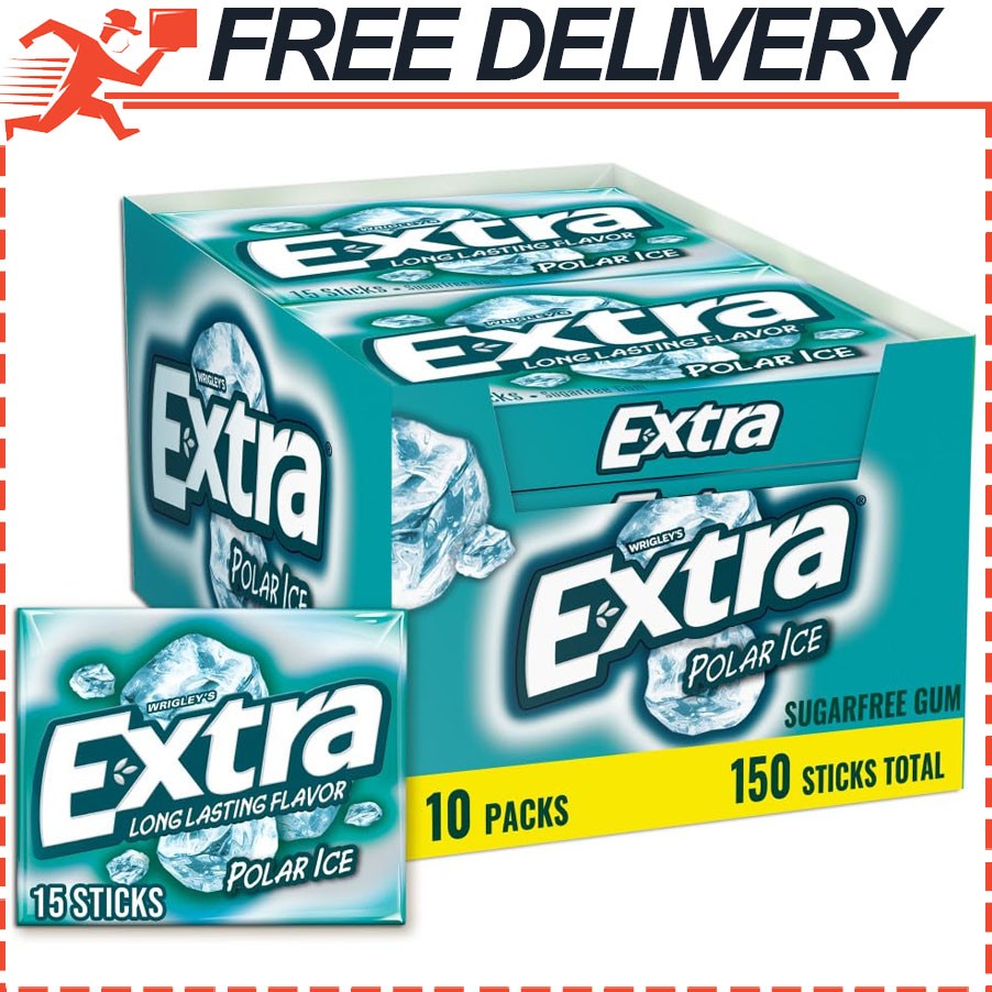 EXTRA Polar Ice Sugarfree Gum 15 Sticks Pack of 10