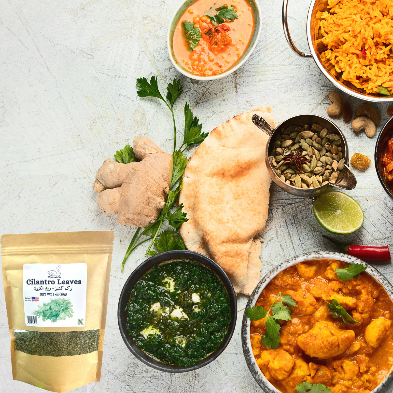 Eleganceinlife Cilantro Leaves 3 oz Packed in USA Halal Kosher