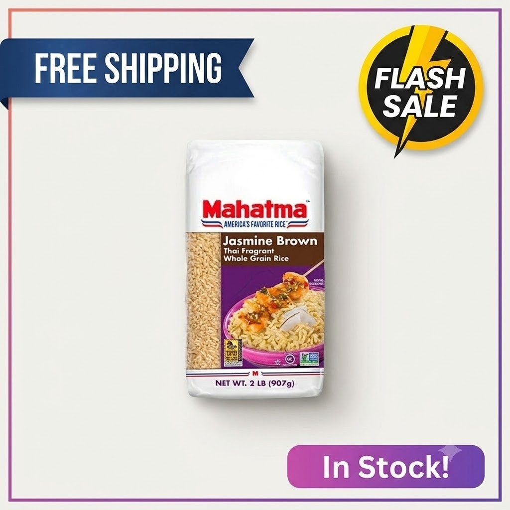 Mahatma Brown Jasmine Rice Bag 2lb, Brown Thai Jasmine Rice, Microwave Rice in 2