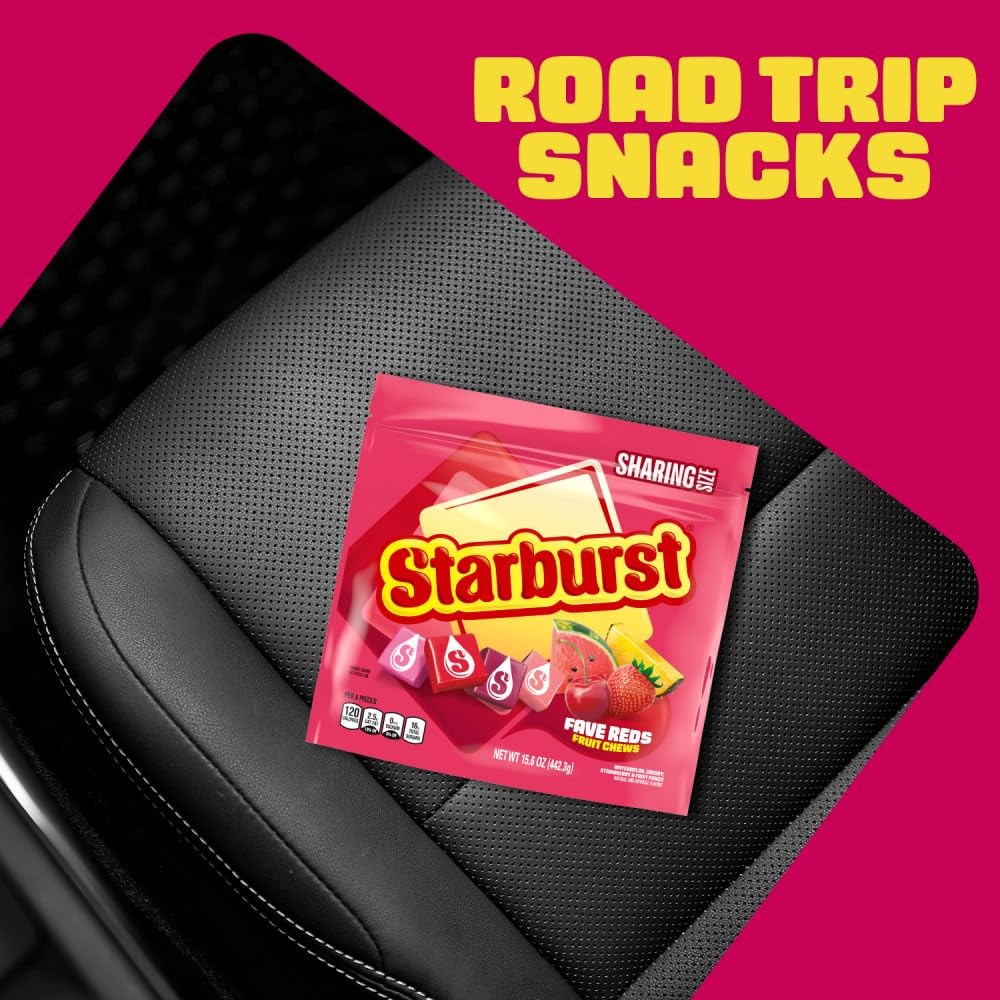STARBURST FaveREDS Fruit Chews Candy, Chewy 15.6 Ounce (Pack of 1), Red,Pink