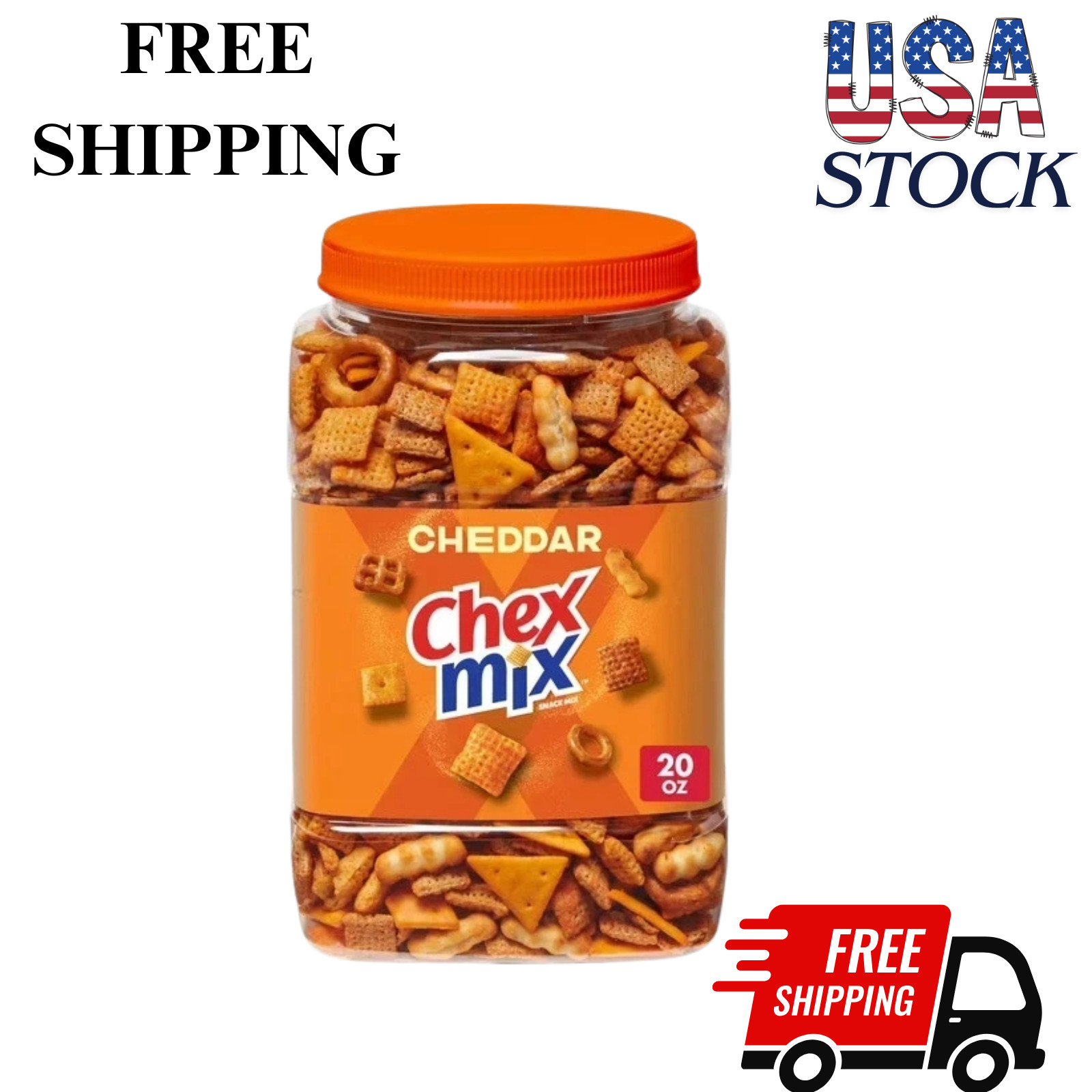 Chex Mix Cheddar Snack Mix, Salty Snacks Tub, 20 oz…………..