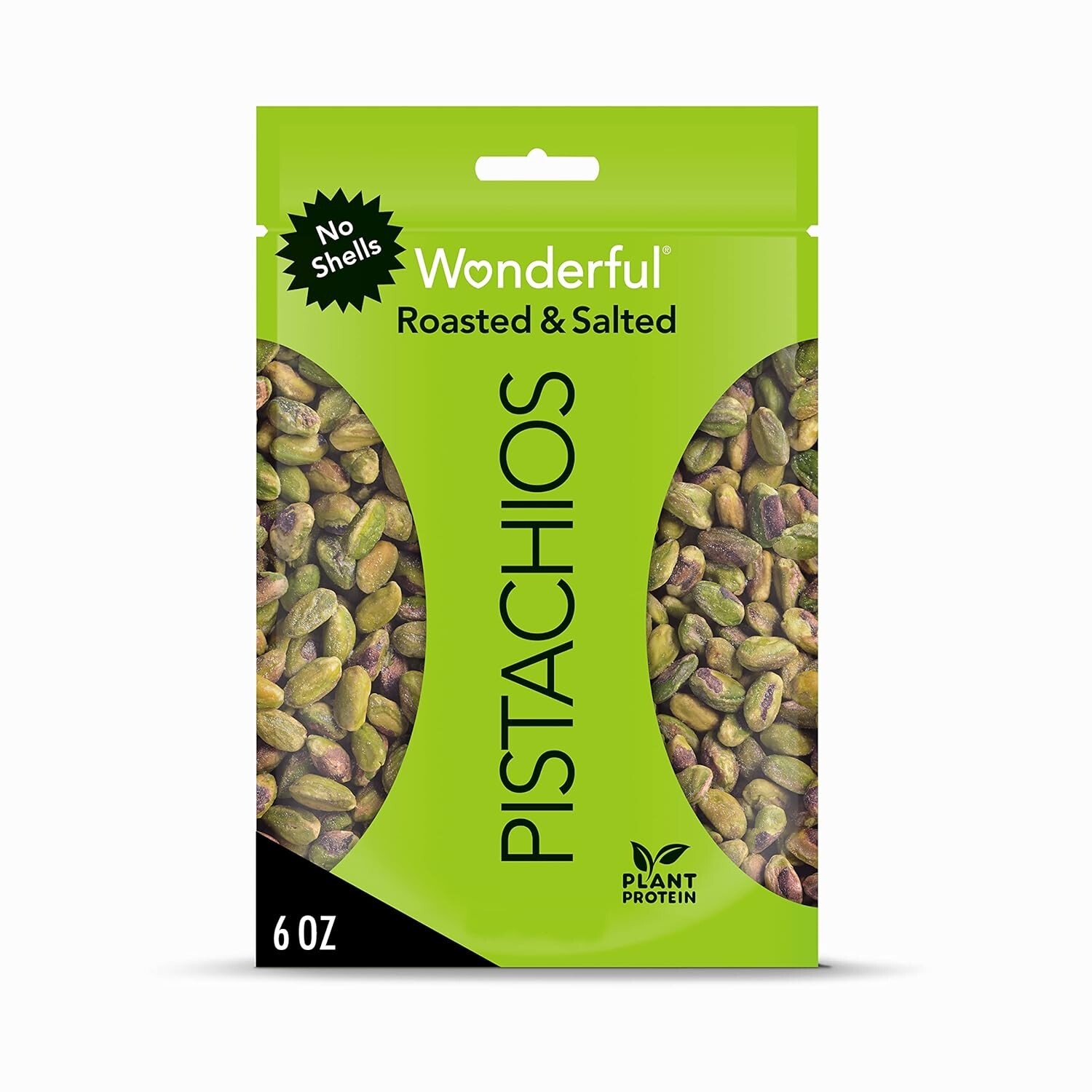 Pistachios No Shells, Roasted and Salted Nuts, 6 Ounce Resealable Bag,