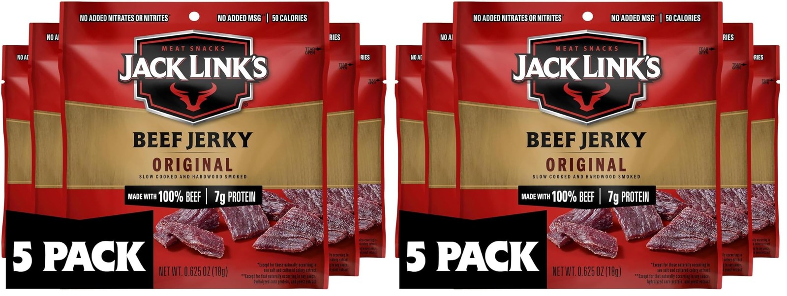 Jack Link’s Beef Jerky 5 Count Multipack, Original, 5, 5 (Pack of 2)