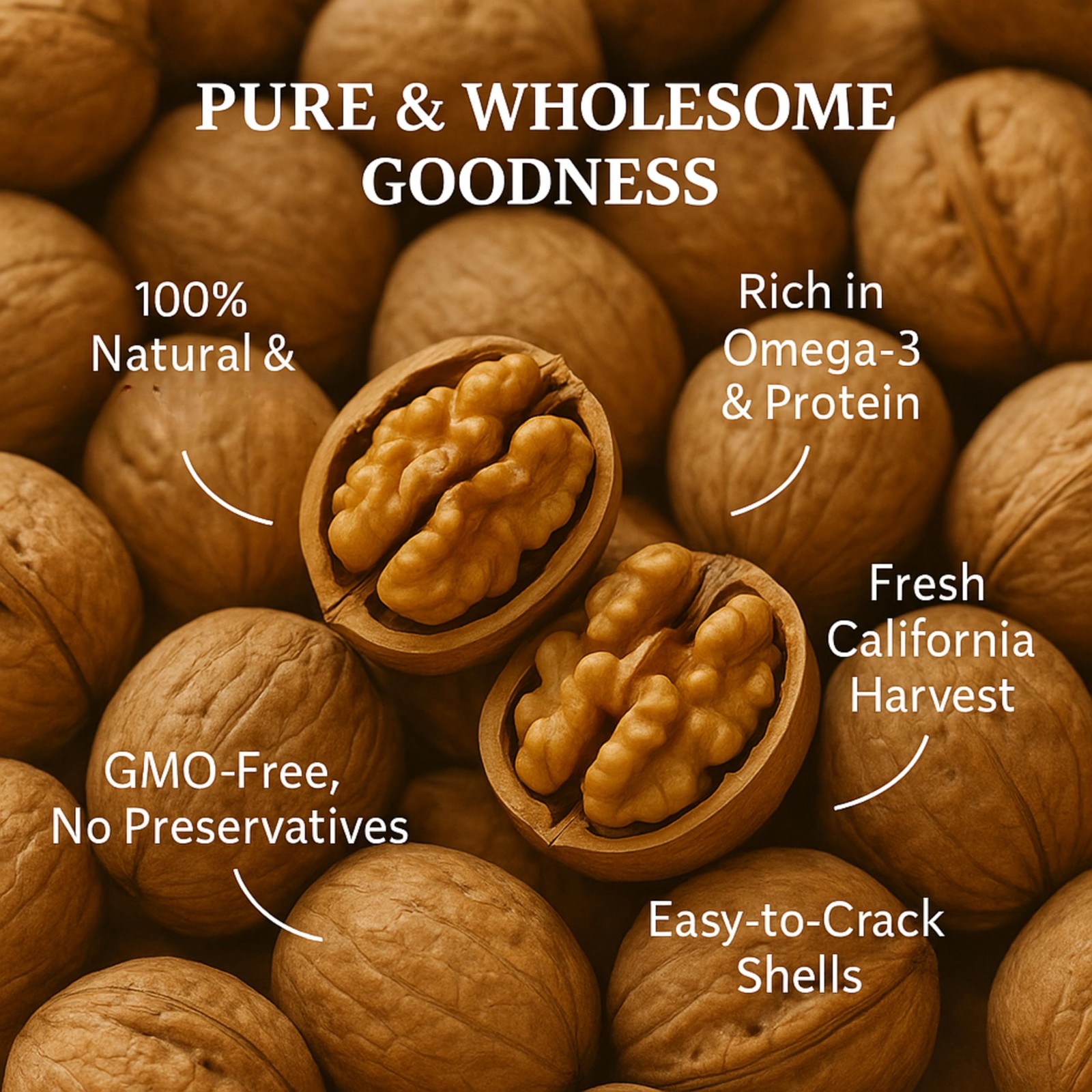 Jumbo Walnuts in Shell 3 Lb Natural Unbleached Buttery Flavor Nut Snack Baking