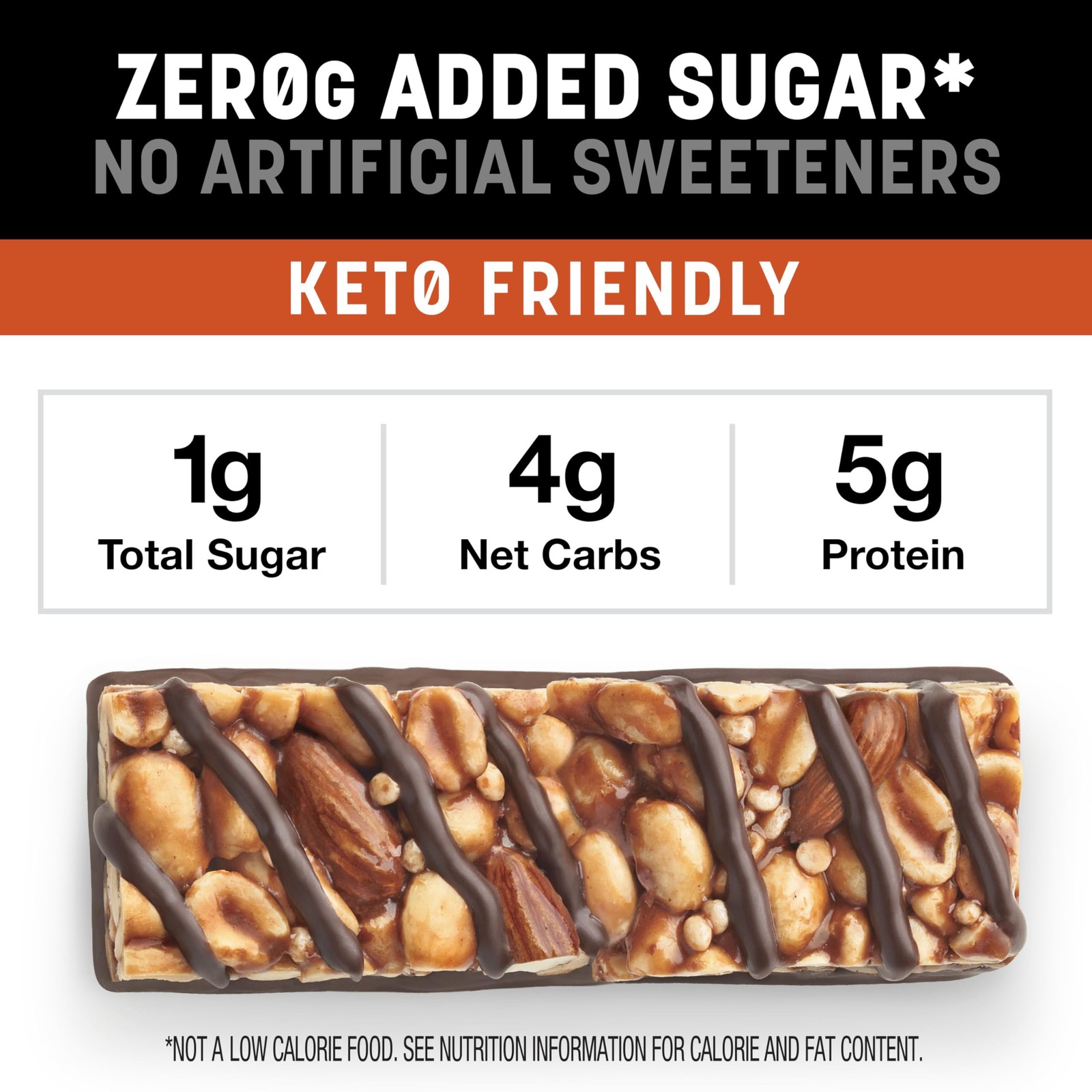 Kind Zero Added Sugar Healthy Snacks Bars, Peanut Butter 5 Count (Pack of 1)