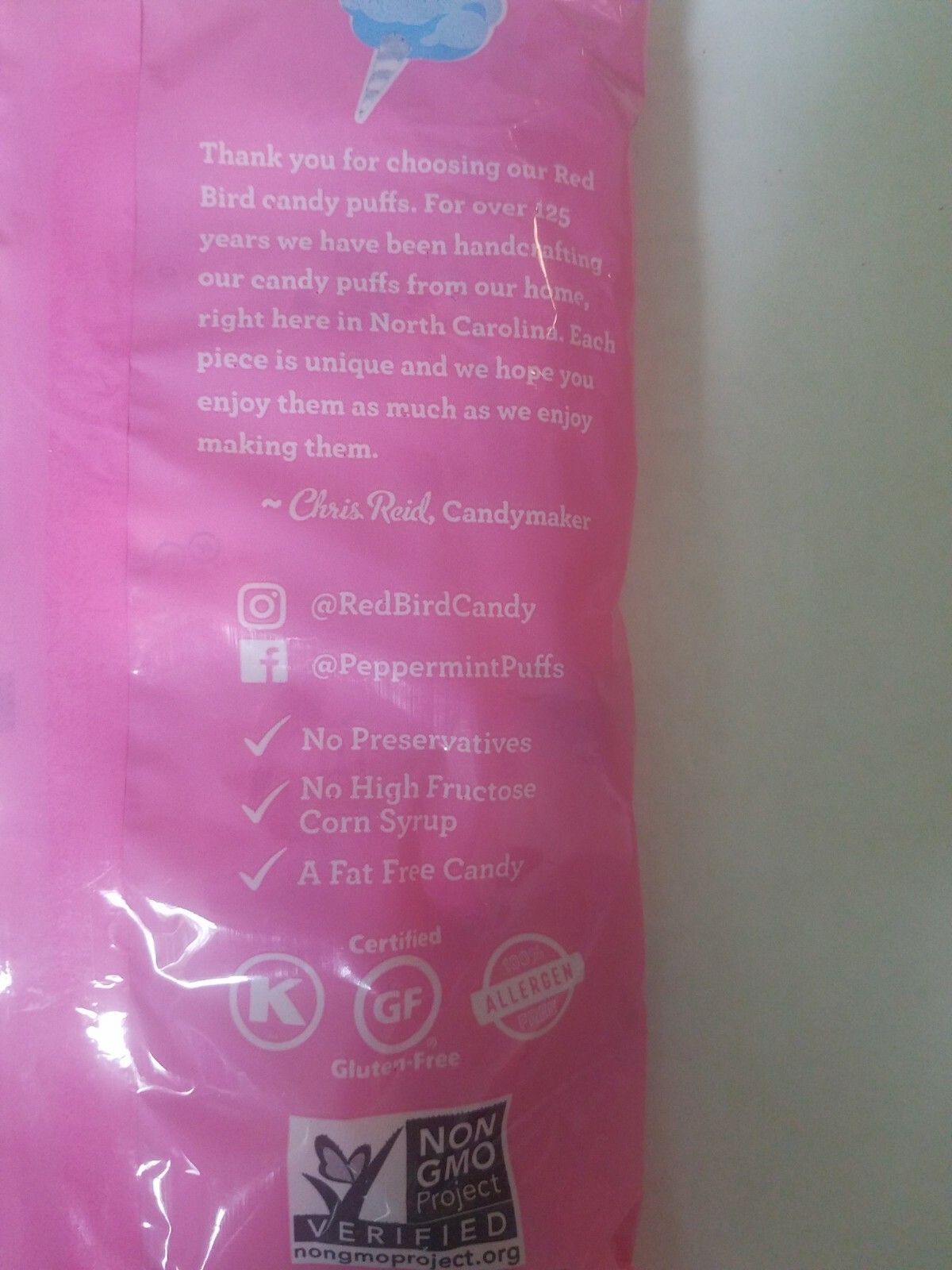 Red Bird Handcrafted Candy Cotton Candy Candy Puffs-NEW-SHIPS SAME BUSINESS DAY