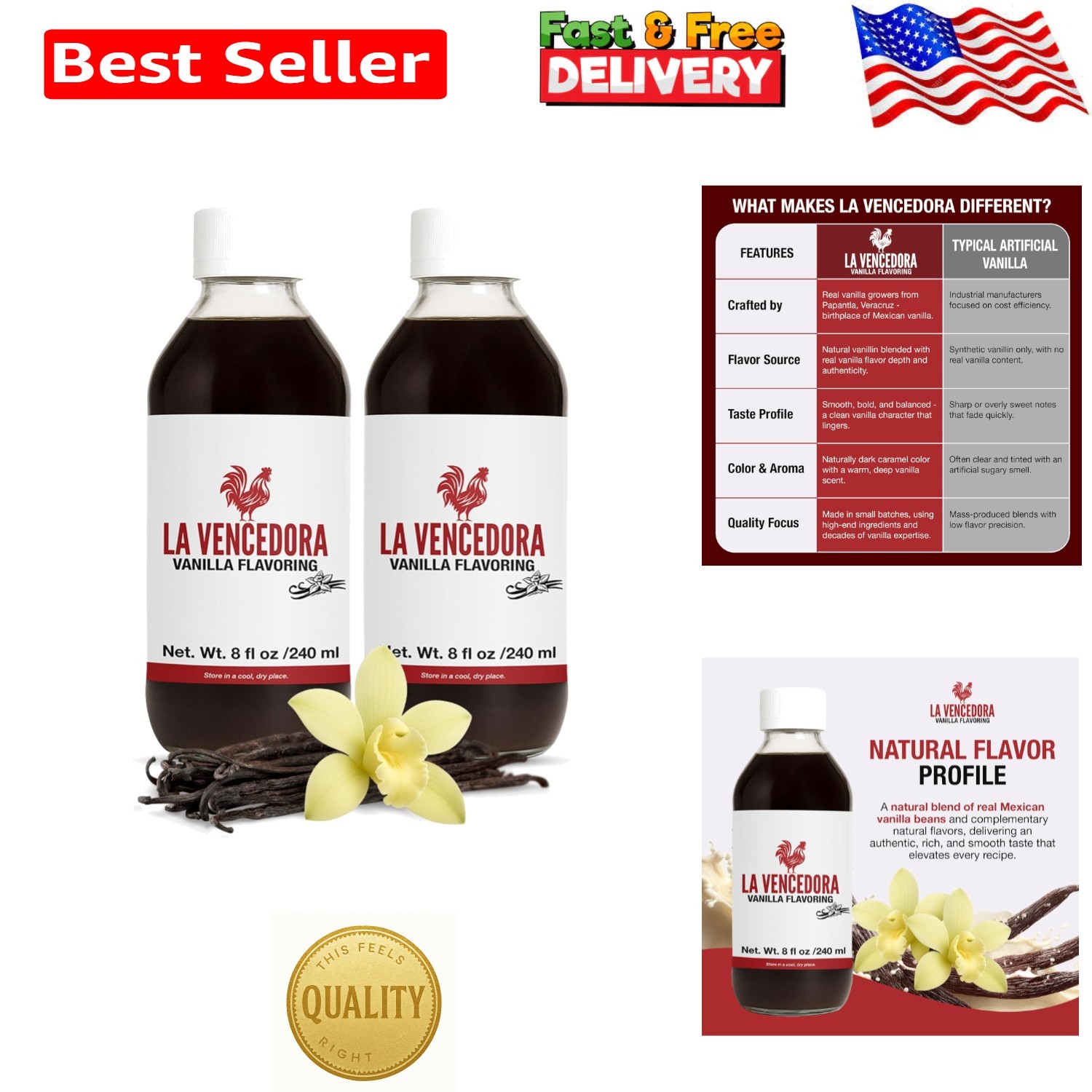 Gluten-Free Authentic Mexican Vanilla – 16oz Total for Gourmet Baking & Cooking