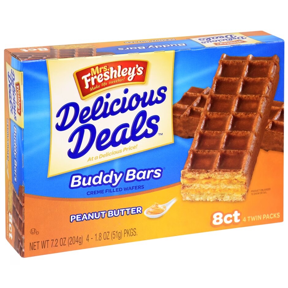 Mrs Freshley’s Buddy Bars Peanut Butter Wafers | 40 Count