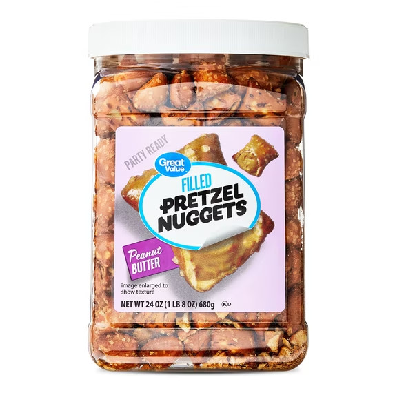 2pack Great Value Peanut Butter Filled Pretzels 24oz – Crunchy, Resealable Snack