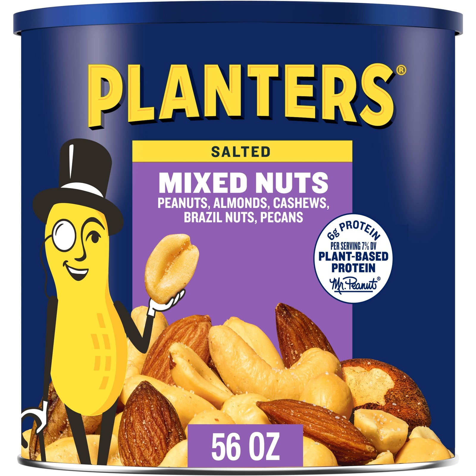 PLANTERS Salted Mixed Nuts Peanuts Almonds Cashews Brazil Nuts and Pecan 56oz