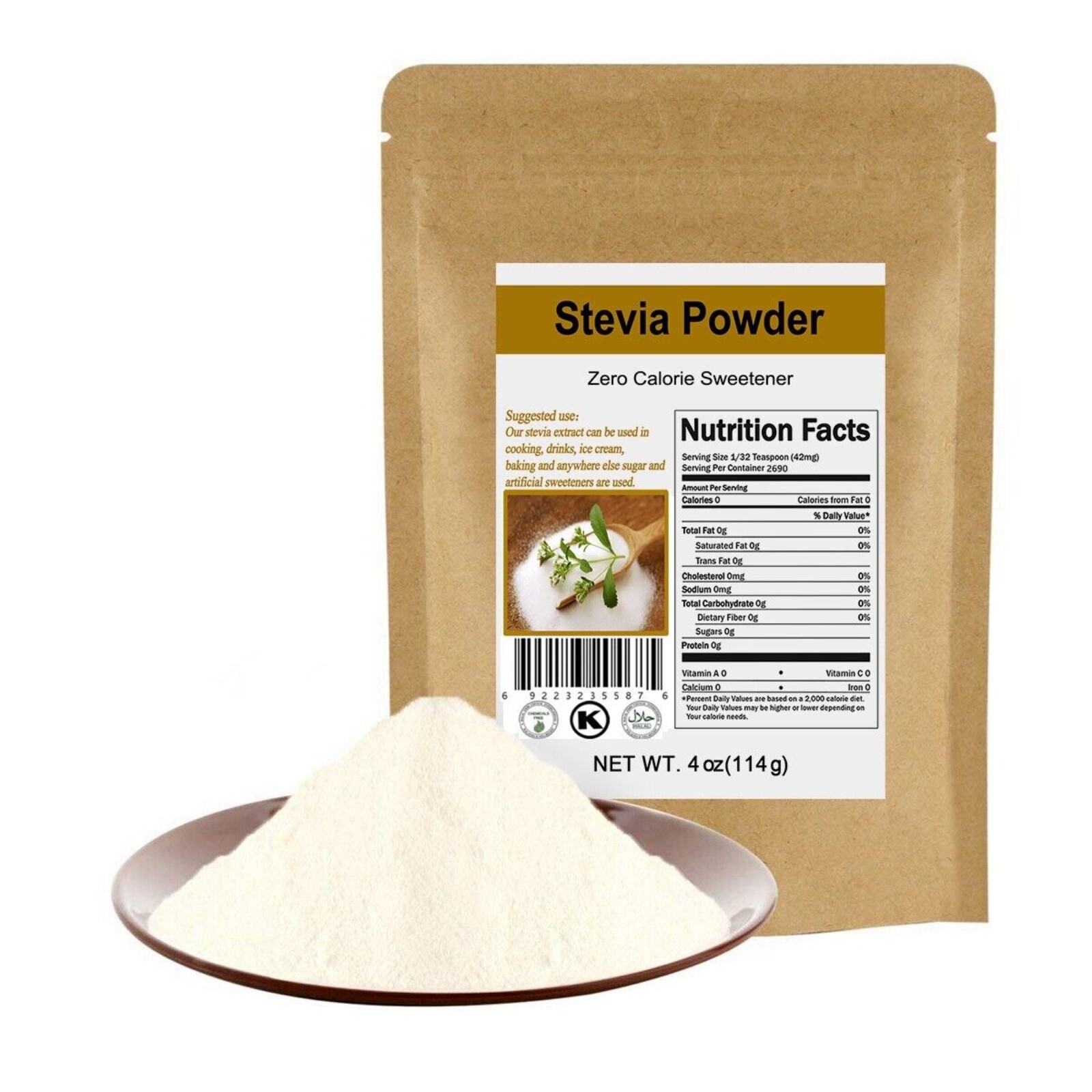4oz CCnature Premium Stevia Powder Extract Leaf Sweetener 0 Cal Sugar Substitute