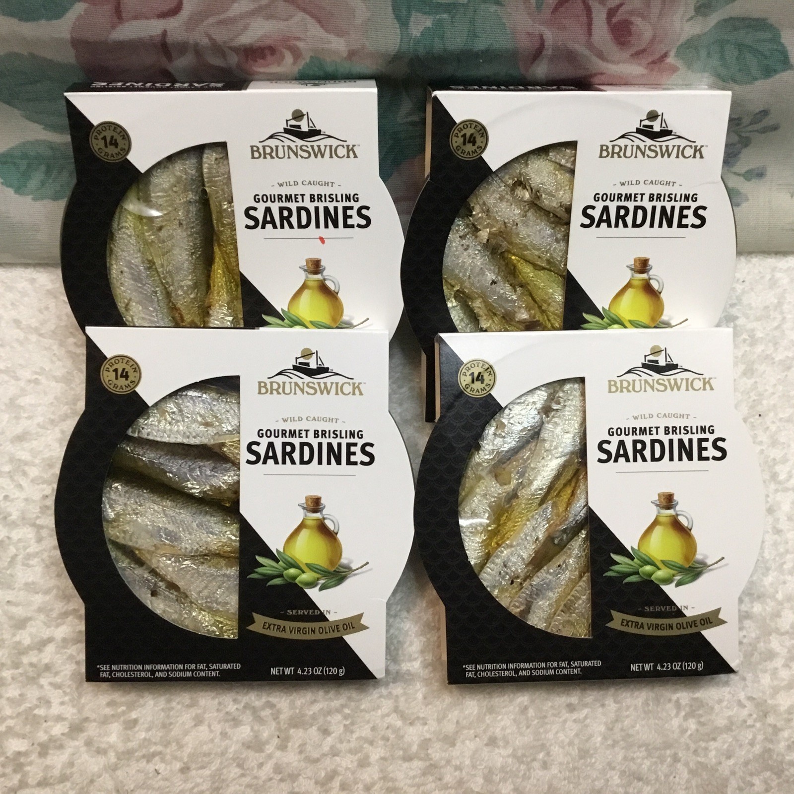 4 Pkgs. Wild Caught Gourmet Brisling Sardines in Extra Virgin Olive Oil, 4.23 oz