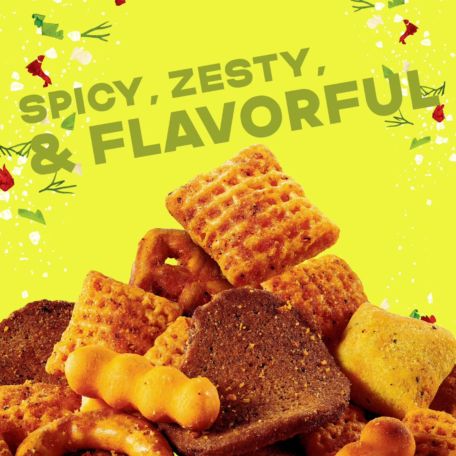 Chex Mix Spicy Dill Snack Mix, Savory Snack Bag, Family Size, 13.5 oz