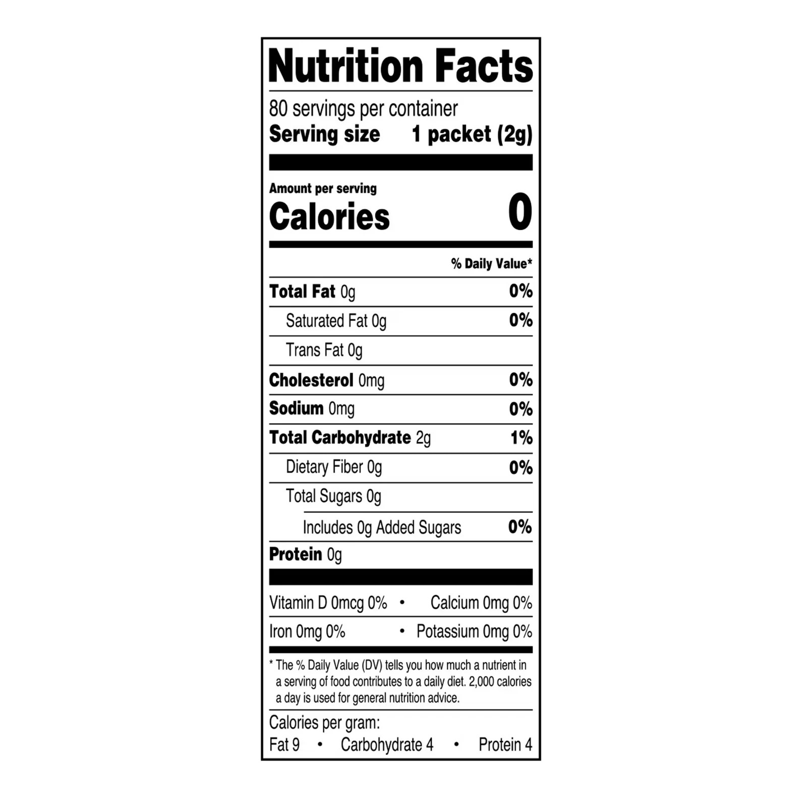 Great Value No Calorie Stevia Packets, 80 Count